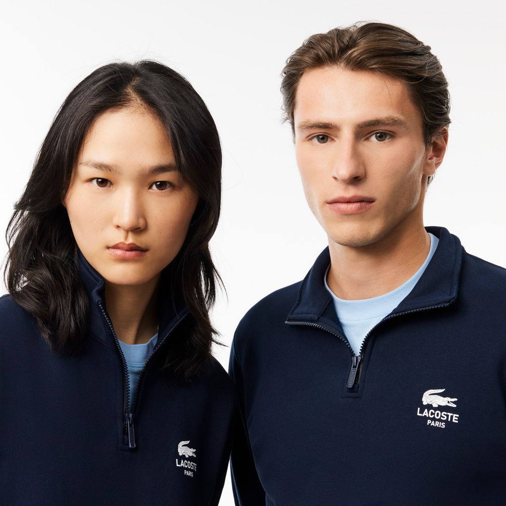 Áo Nỉ Lacoste Unisex Cổ Cao Có Khóa Kéo Họa Tiết In