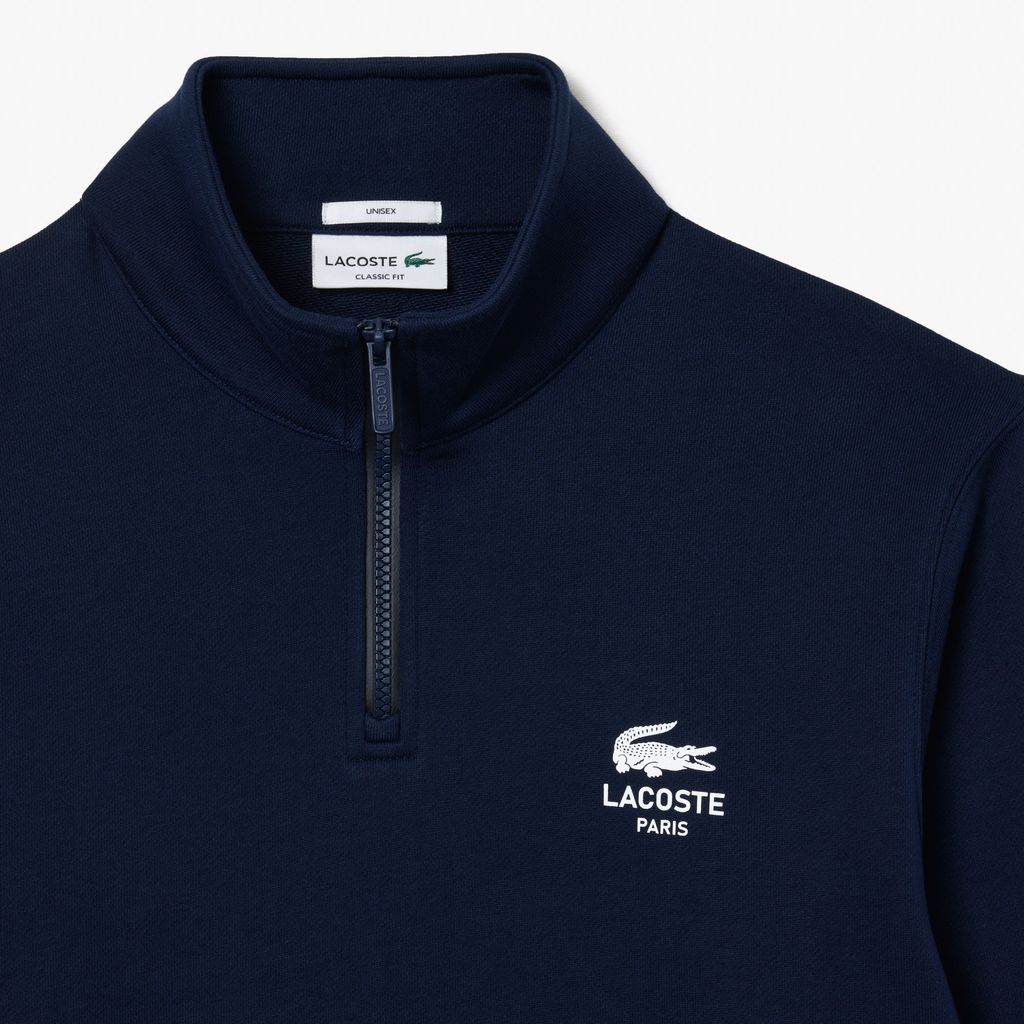 Áo Nỉ Lacoste Unisex Cổ Cao Có Khóa Kéo Họa Tiết In