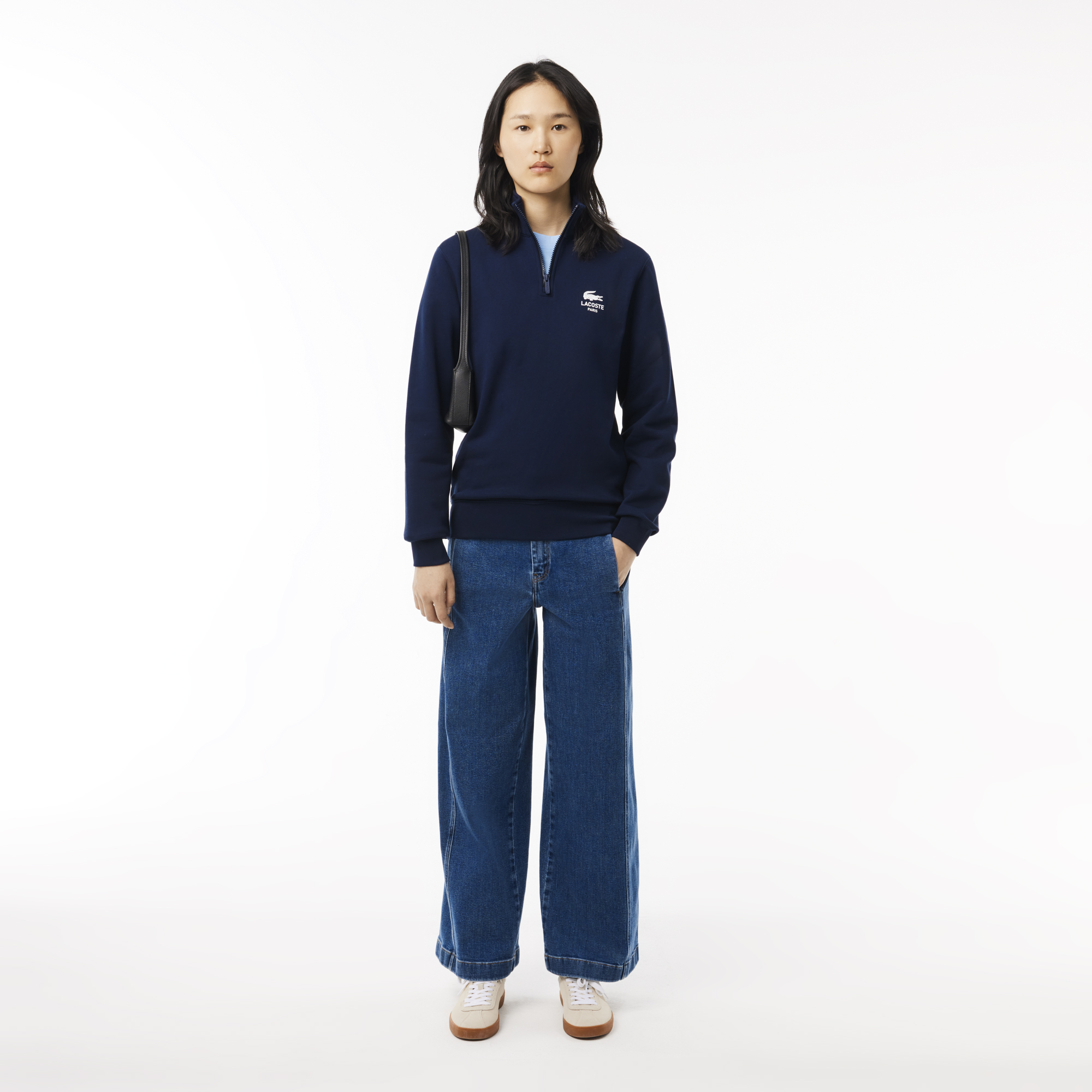 Áo Nỉ Lacoste Unisex Cổ Cao Có Khóa Kéo Họa Tiết In