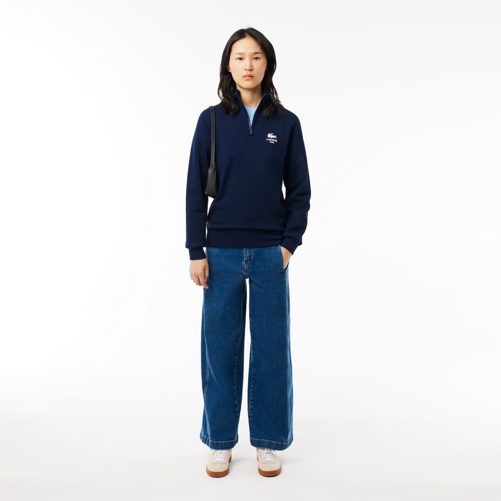 Áo Nỉ Lacoste Unisex Cổ Cao Có Khóa Kéo Họa Tiết In