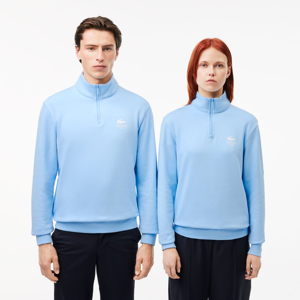 Áo Nỉ Lacoste Unisex Cổ Cao Có Khóa Kéo Họa Tiết In
