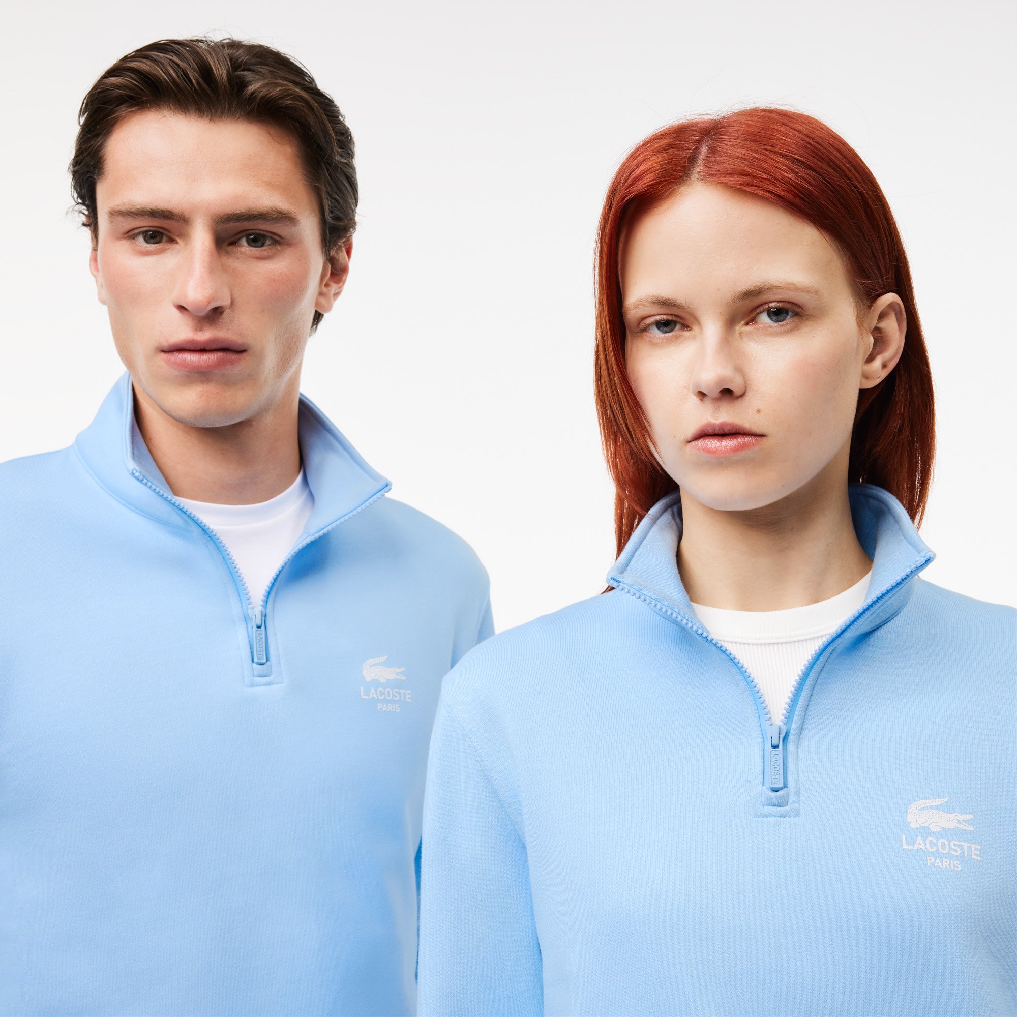 Áo Nỉ Lacoste Unisex Cổ Cao Có Khóa Kéo Họa Tiết In