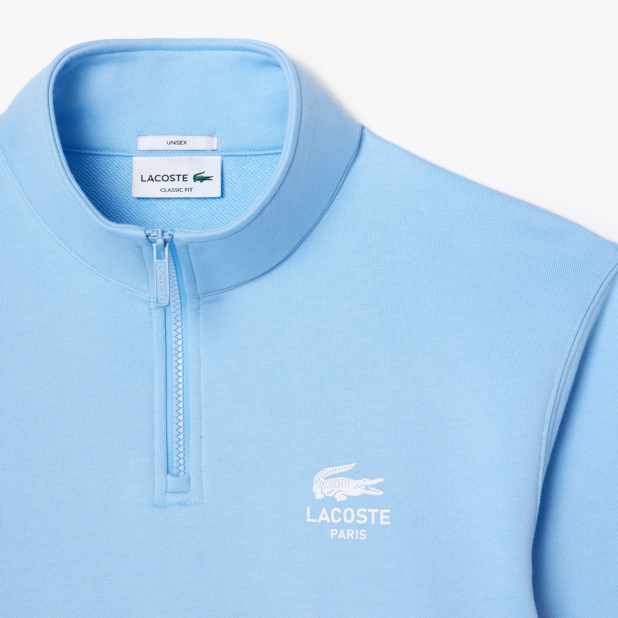 Áo Nỉ Lacoste Unisex Cổ Cao Có Khóa Kéo Họa Tiết In