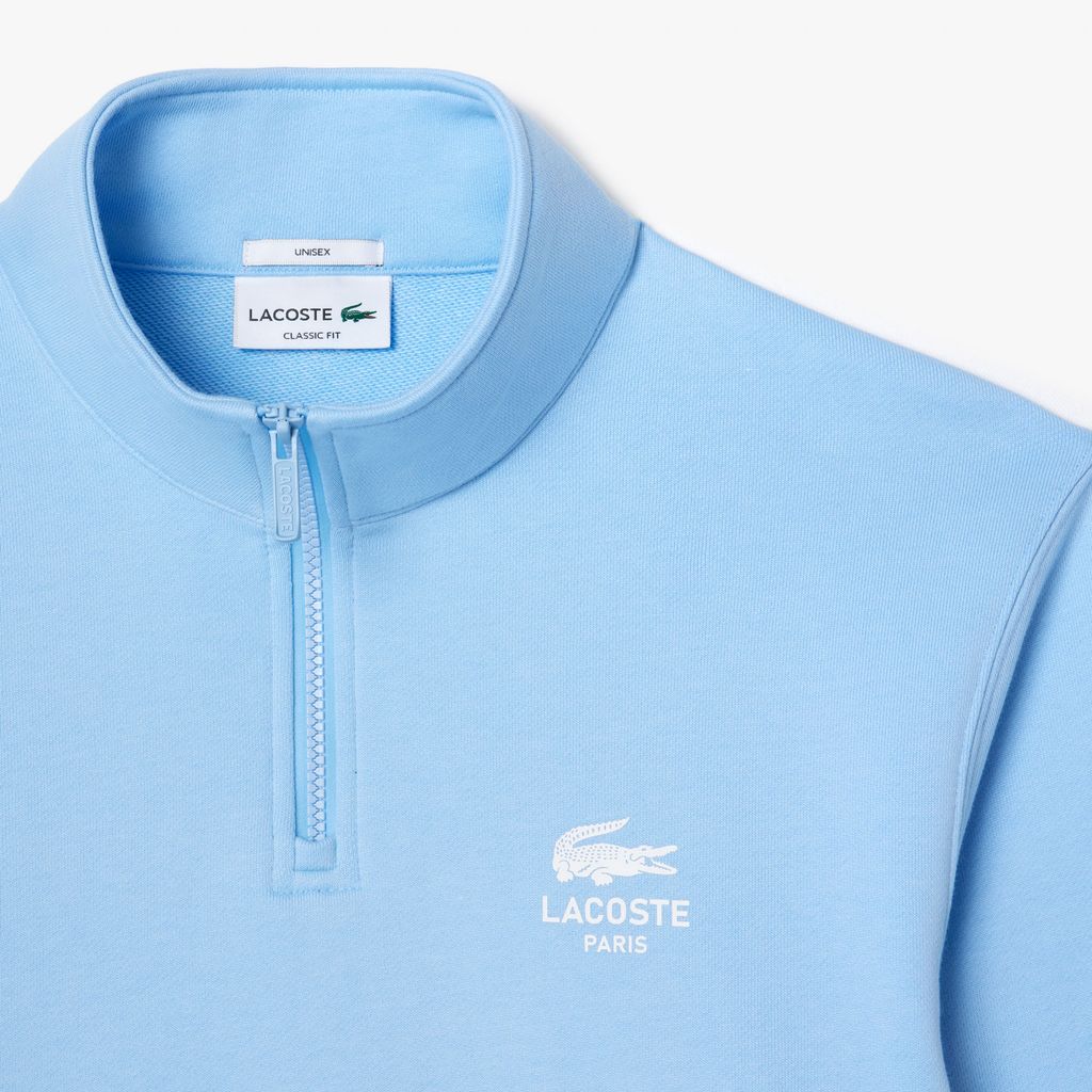 Áo Nỉ Lacoste Unisex Cổ Cao Có Khóa Kéo Họa Tiết In
