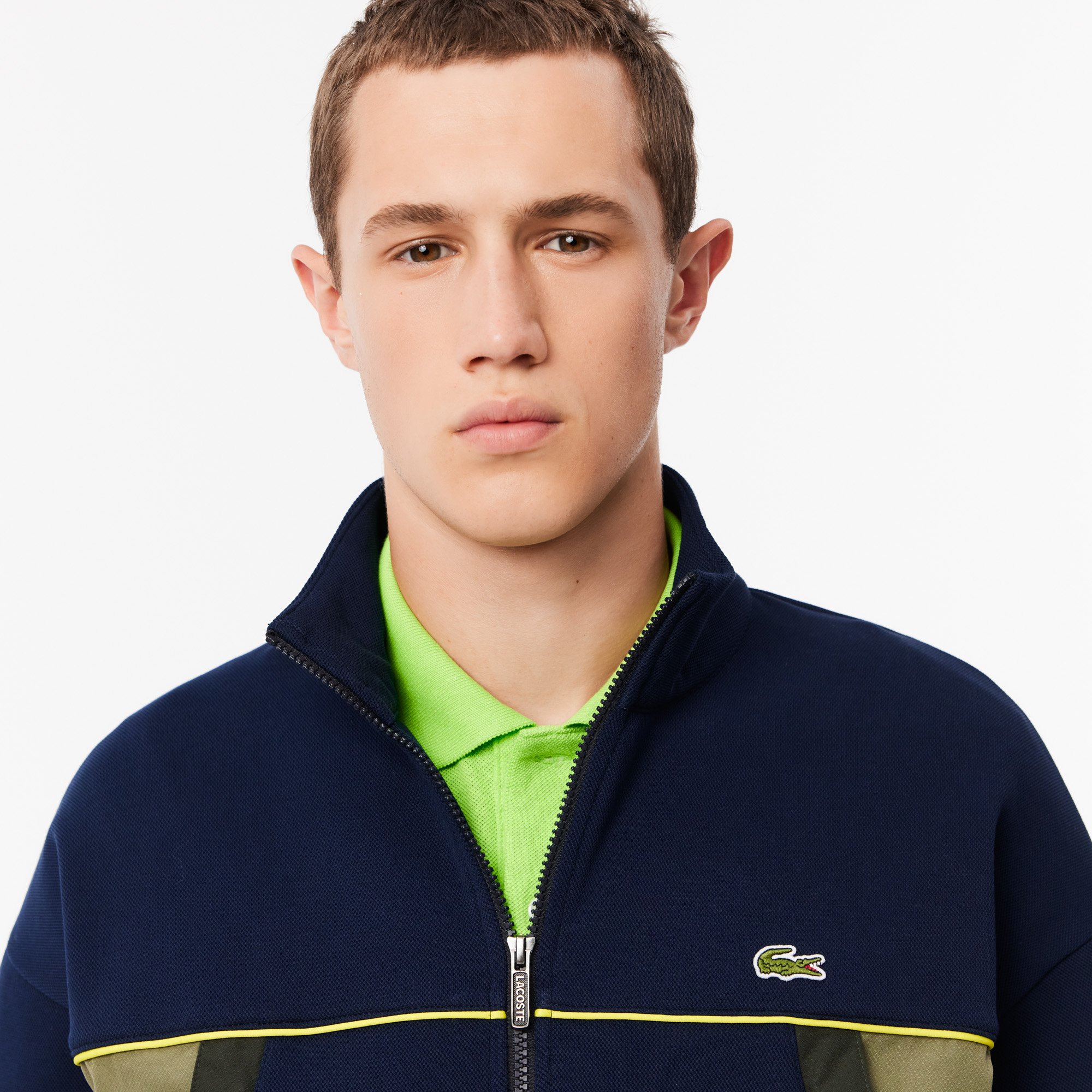 Áo Nỉ Lacoste Nam Piqué Dáng Rộng Có Khóa Kéo