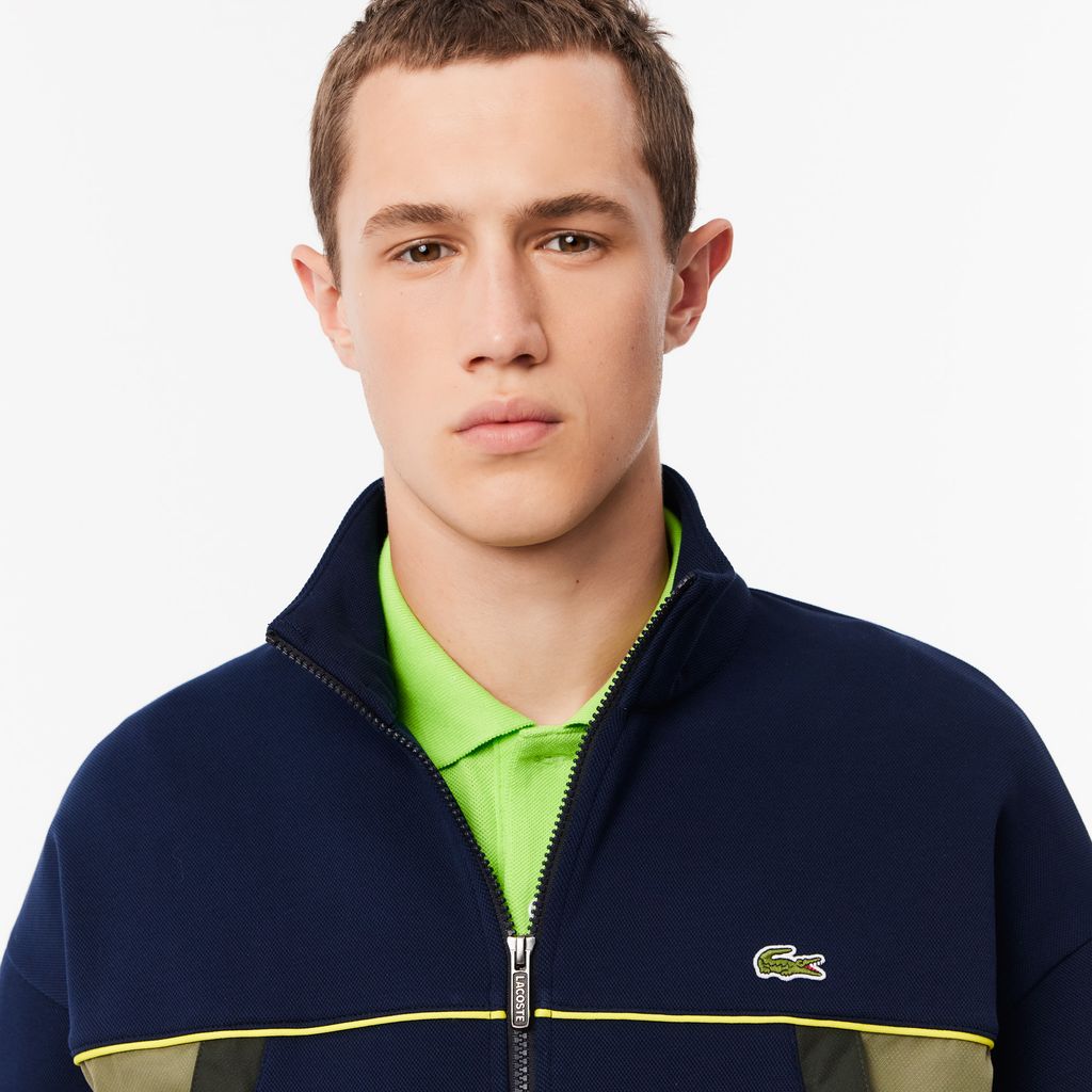 Áo Nỉ Lacoste Nam Piqué Dáng Rộng Có Khóa Kéo