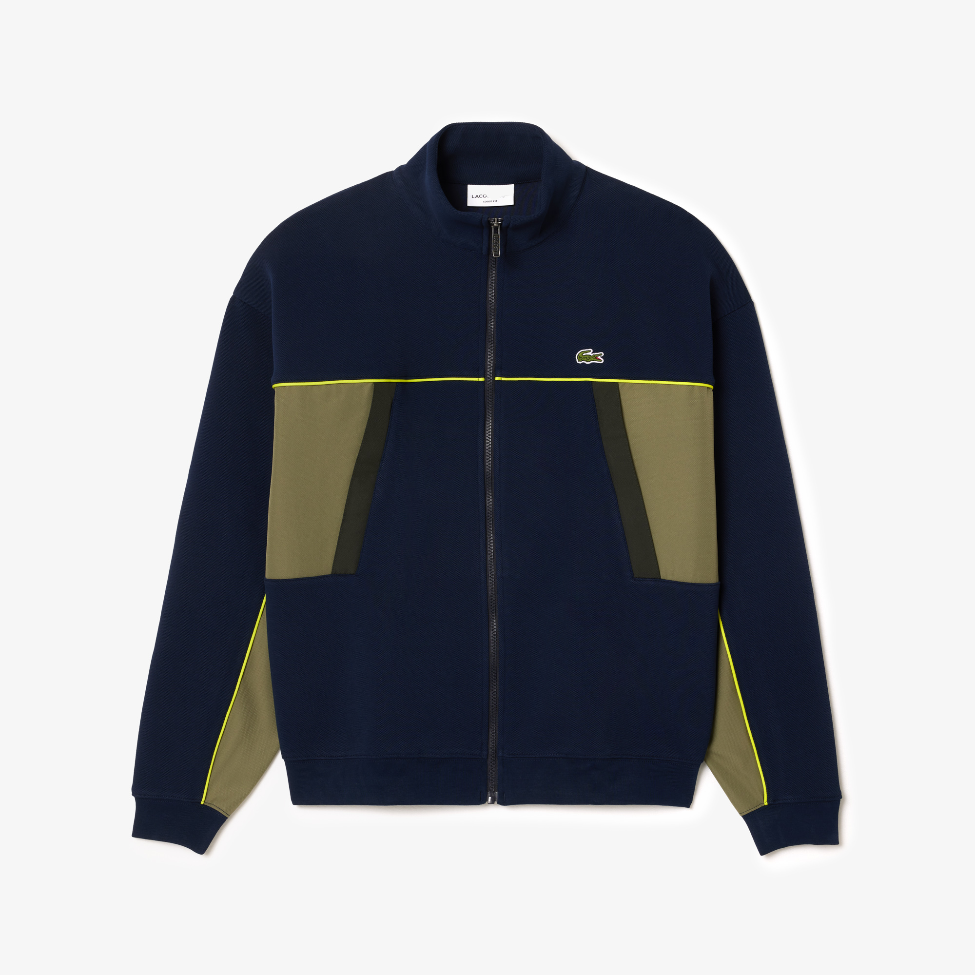 Áo Nỉ Lacoste Nam Piqué Dáng Rộng Có Khóa Kéo