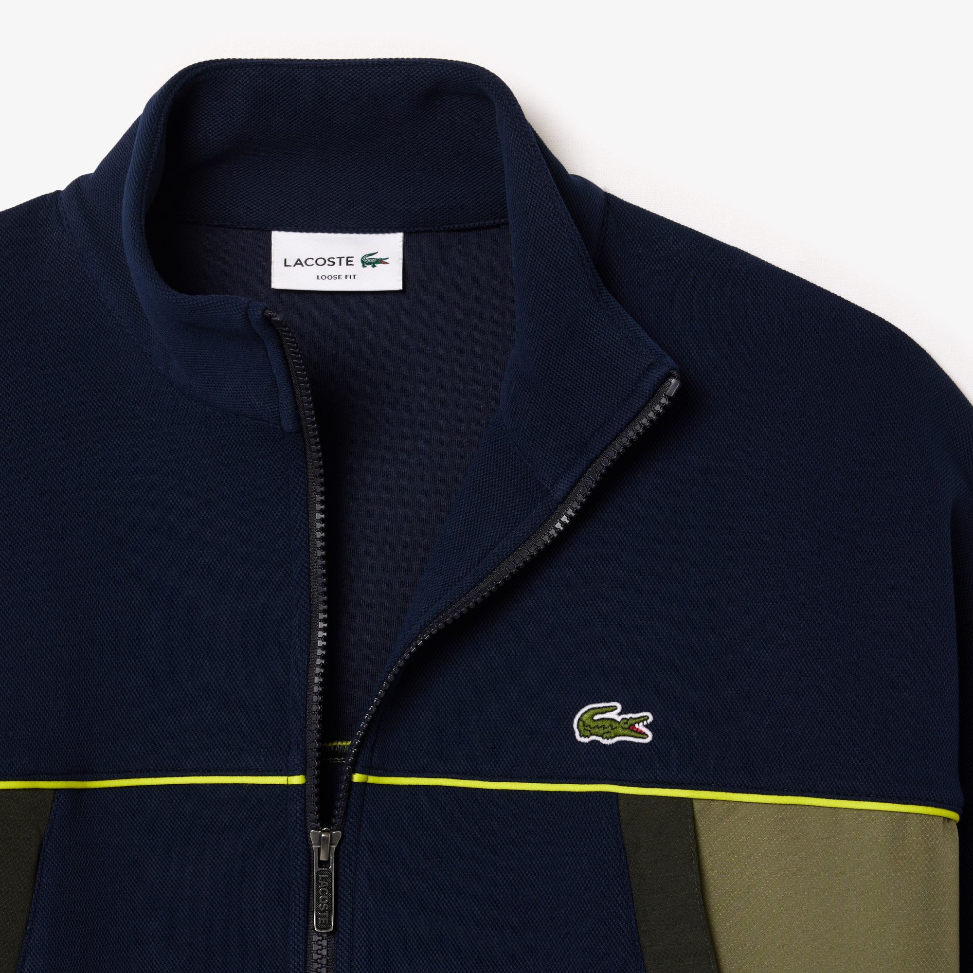 Áo Nỉ Lacoste Nam Piqué Dáng Rộng Có Khóa Kéo