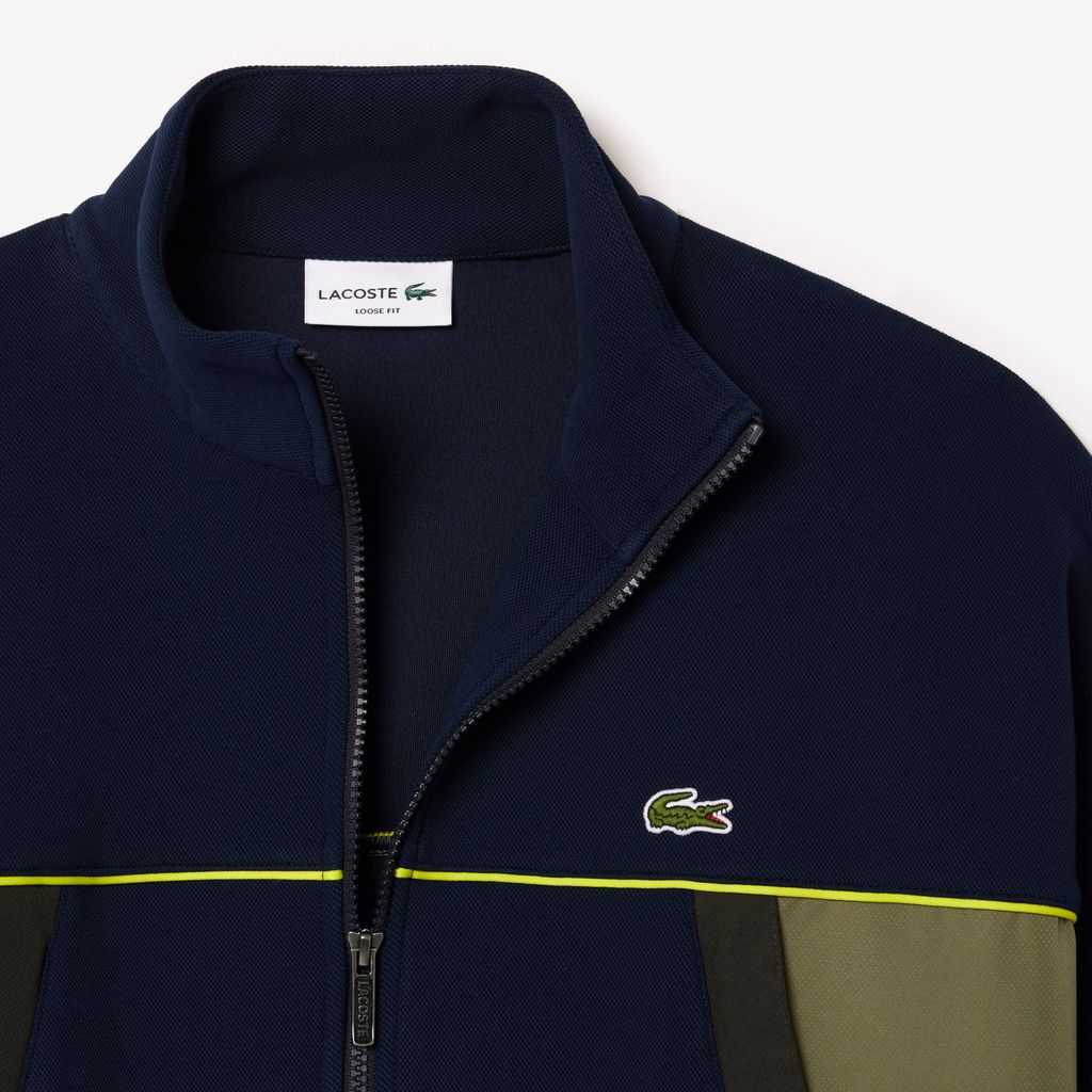 Áo Nỉ Lacoste Nam Piqué Dáng Rộng Có Khóa Kéo