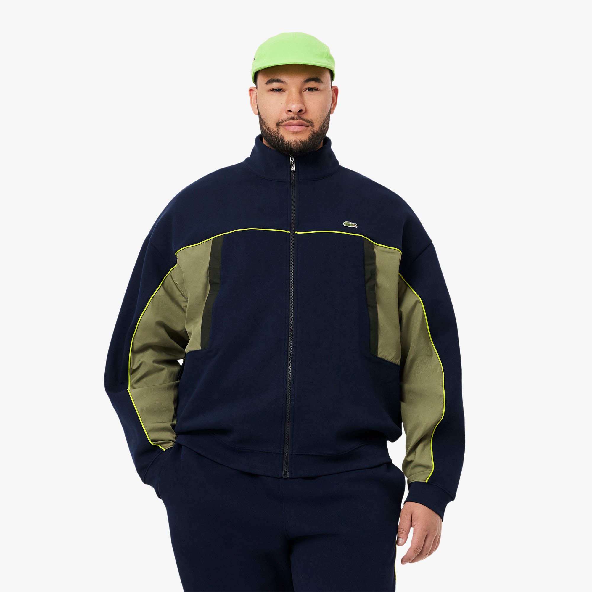 Áo Nỉ Lacoste Nam Piqué Dáng Rộng Có Khóa Kéo
