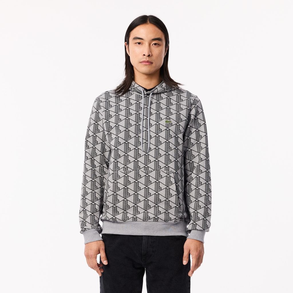 Áo Hoodie Lacoste Nam Họa Tiết Monogram Chất Liệu Fleece