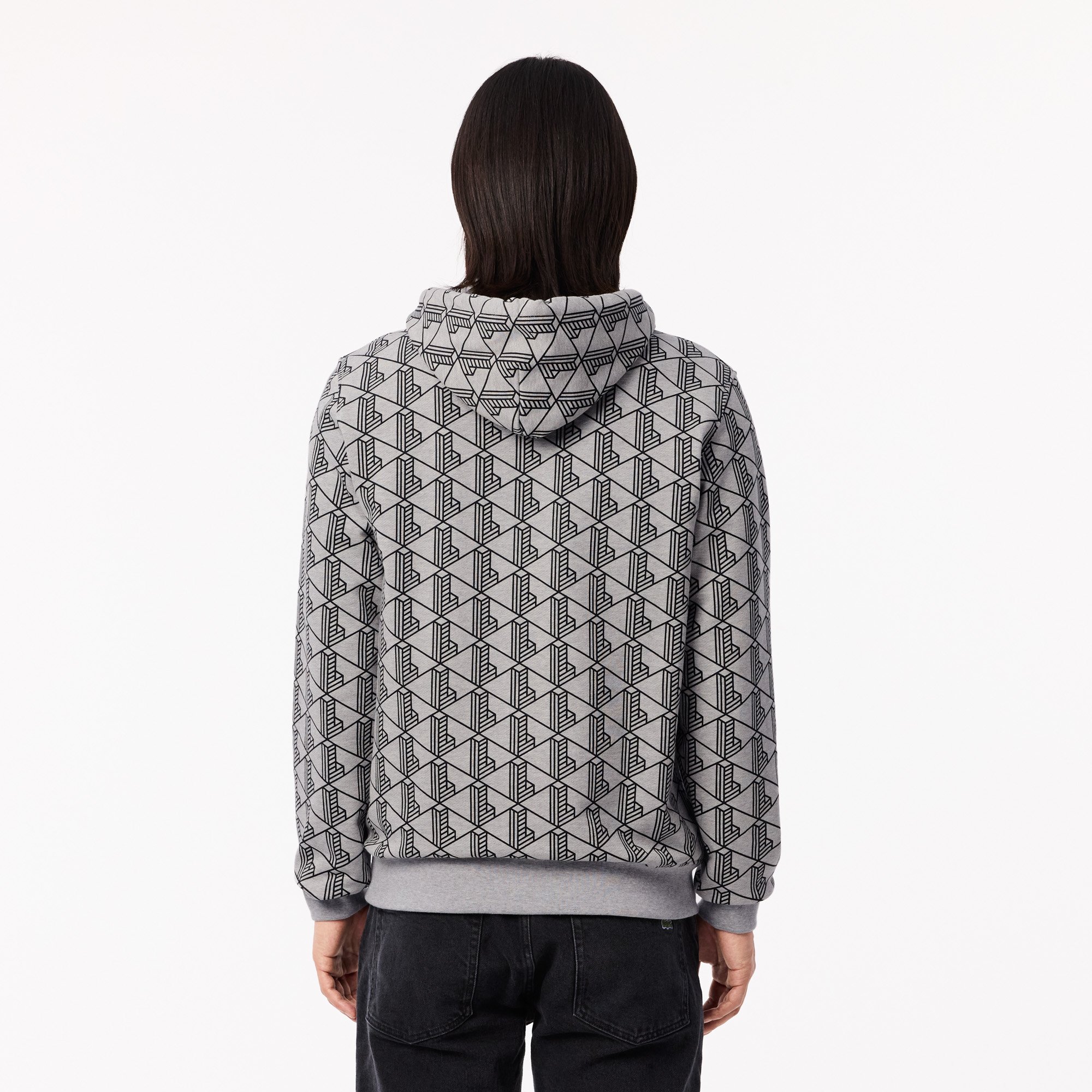 Áo Hoodie Lacoste Nam Họa Tiết Monogram Chất Liệu Fleece