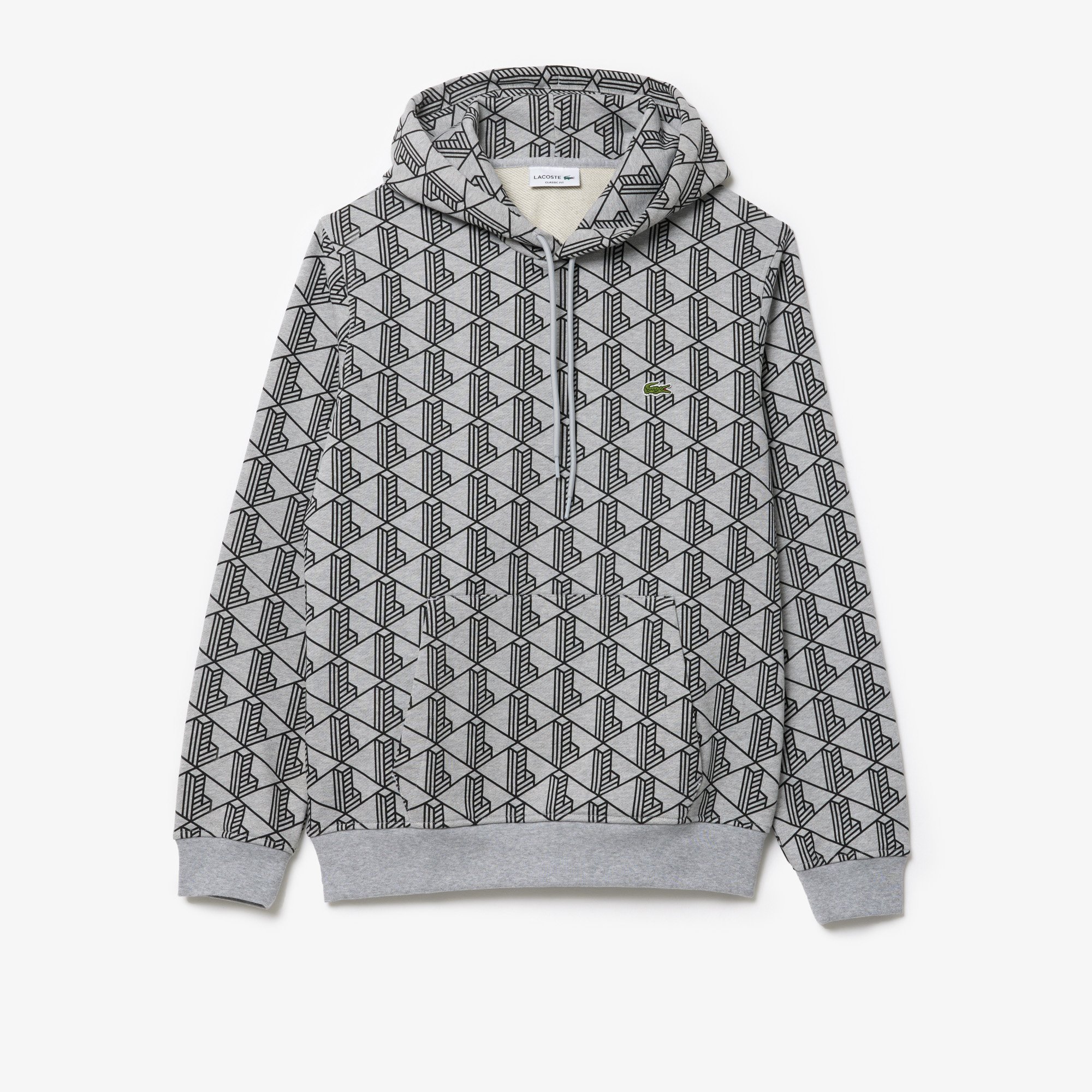 Áo Hoodie Lacoste Nam Họa Tiết Monogram Chất Liệu Fleece