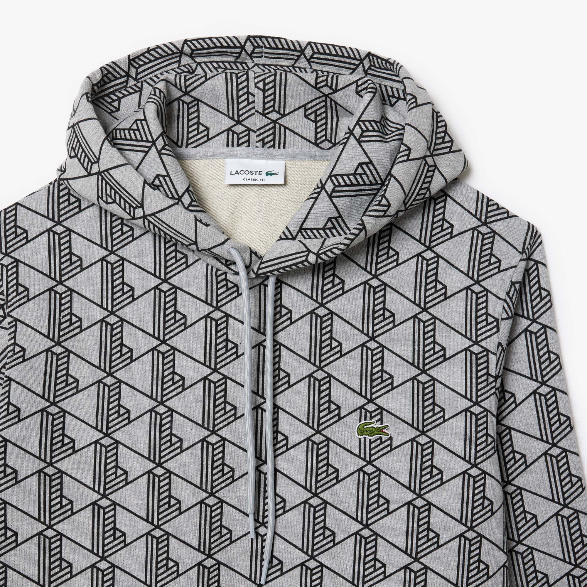 Áo Hoodie Lacoste Nam Họa Tiết Monogram Chất Liệu Fleece
