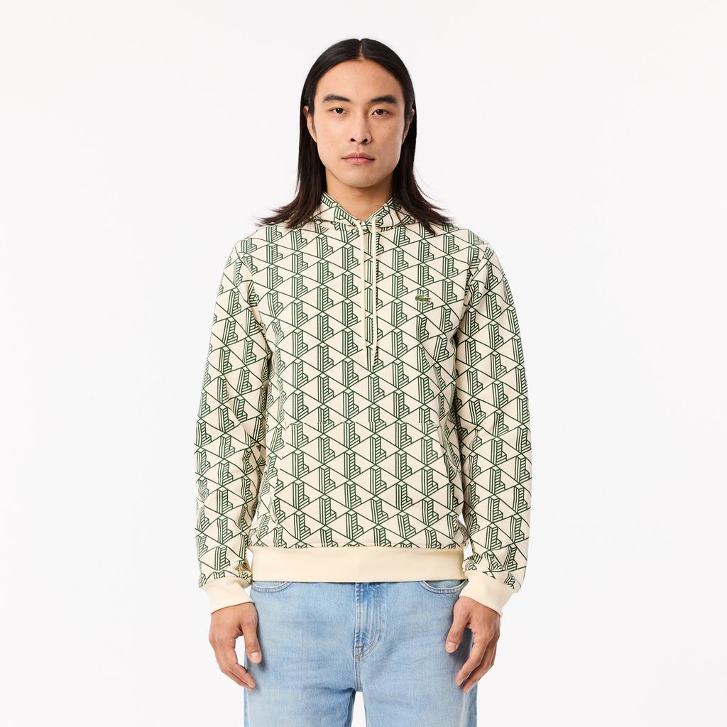 Áo Hoodie Lacoste Nam Họa Tiết Monogram Chất Liệu Fleece