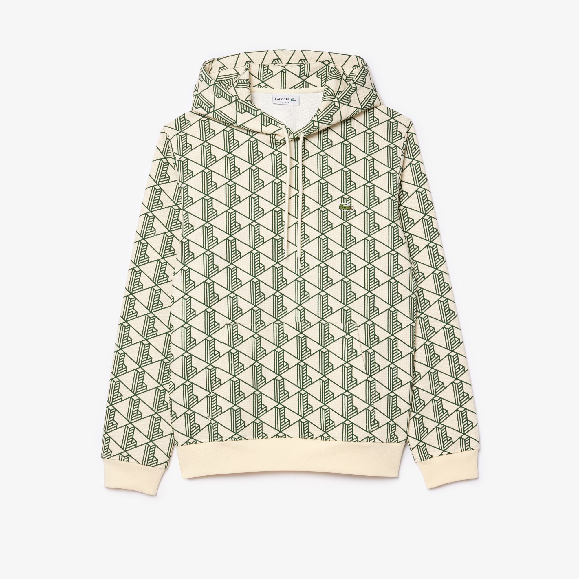 Áo Hoodie Lacoste Nam Họa Tiết Monogram Chất Liệu Fleece