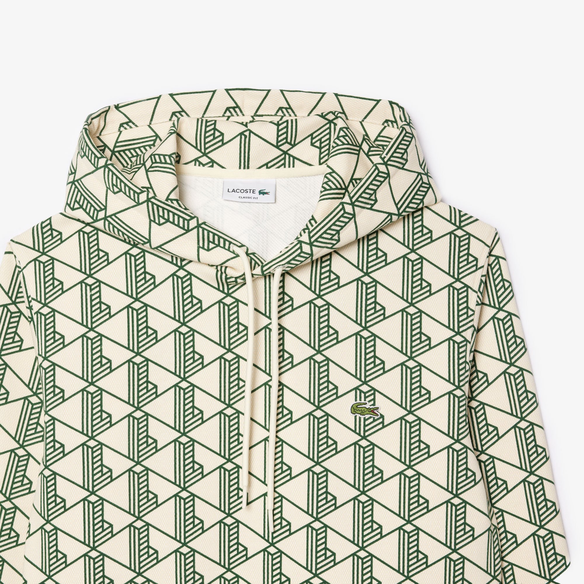 Áo Hoodie Lacoste Nam Họa Tiết Monogram Chất Liệu Fleece