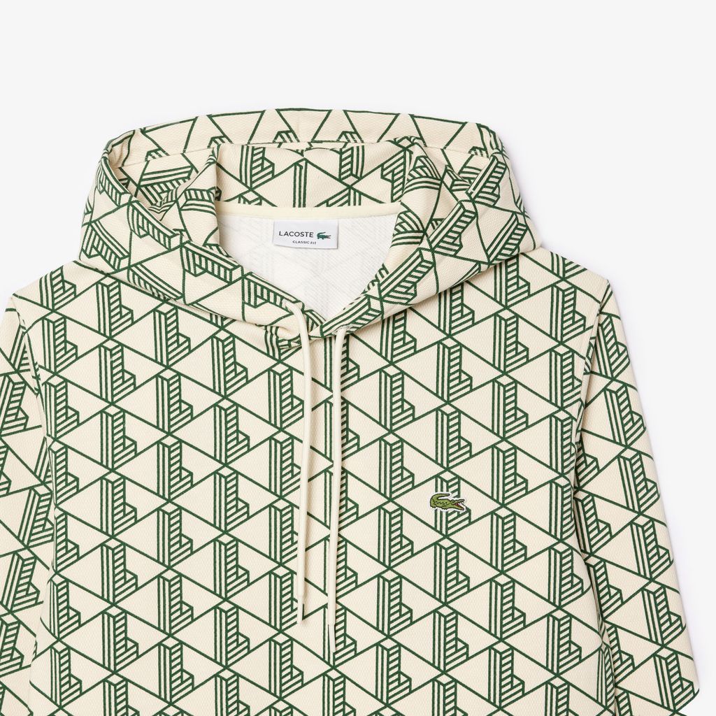 Áo Hoodie Lacoste Nam Họa Tiết Monogram Chất Liệu Fleece