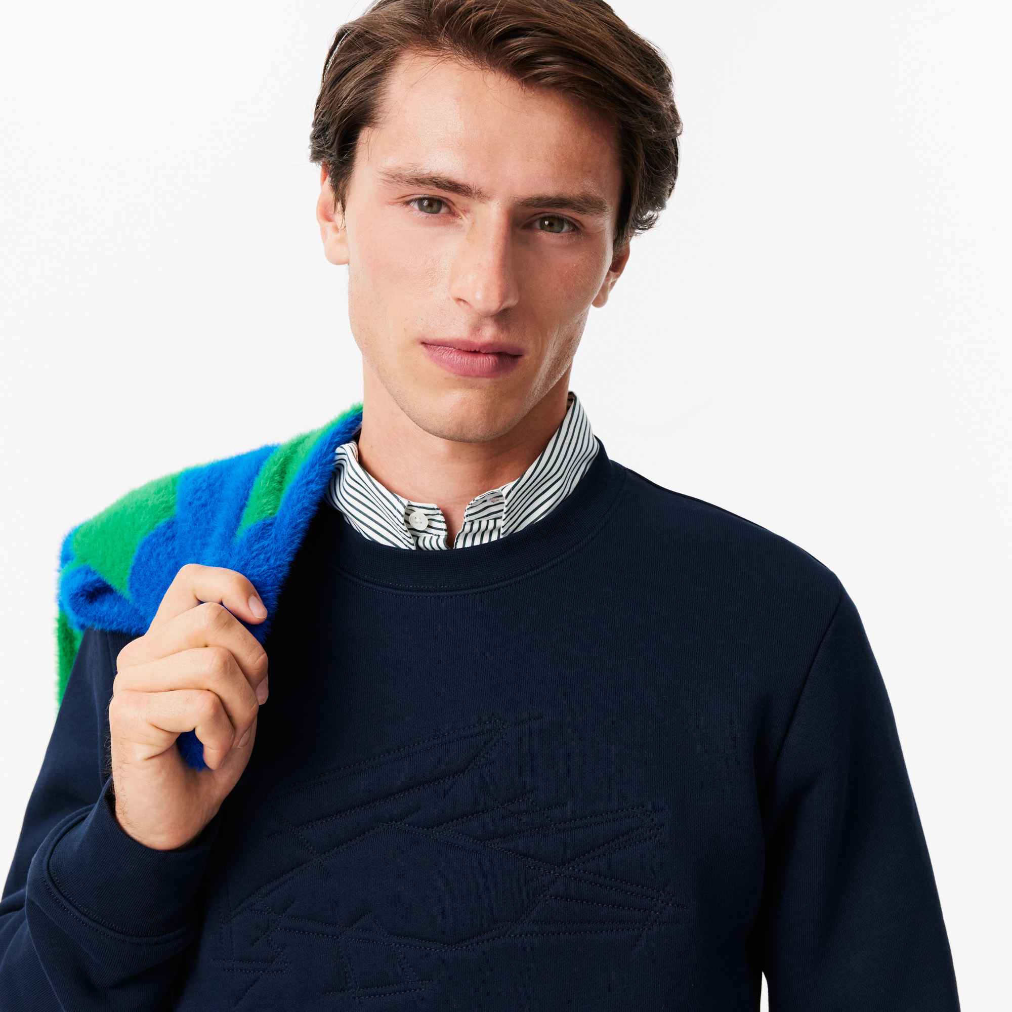 Áo Nỉ Lacoste Nam Cá Sấu Thêu Chất Liệu Fleece