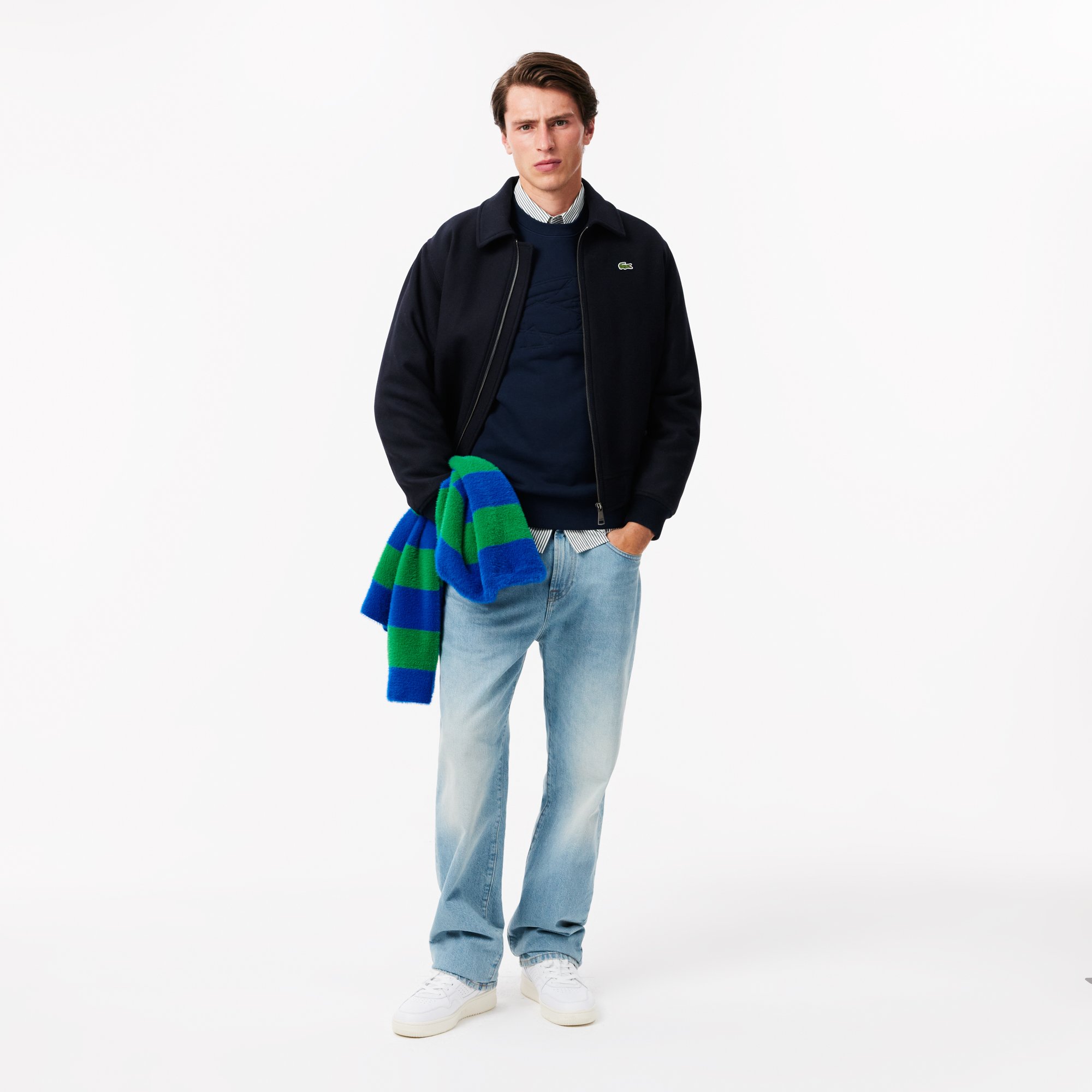 Áo Nỉ Lacoste Nam Cá Sấu Thêu Chất Liệu Fleece