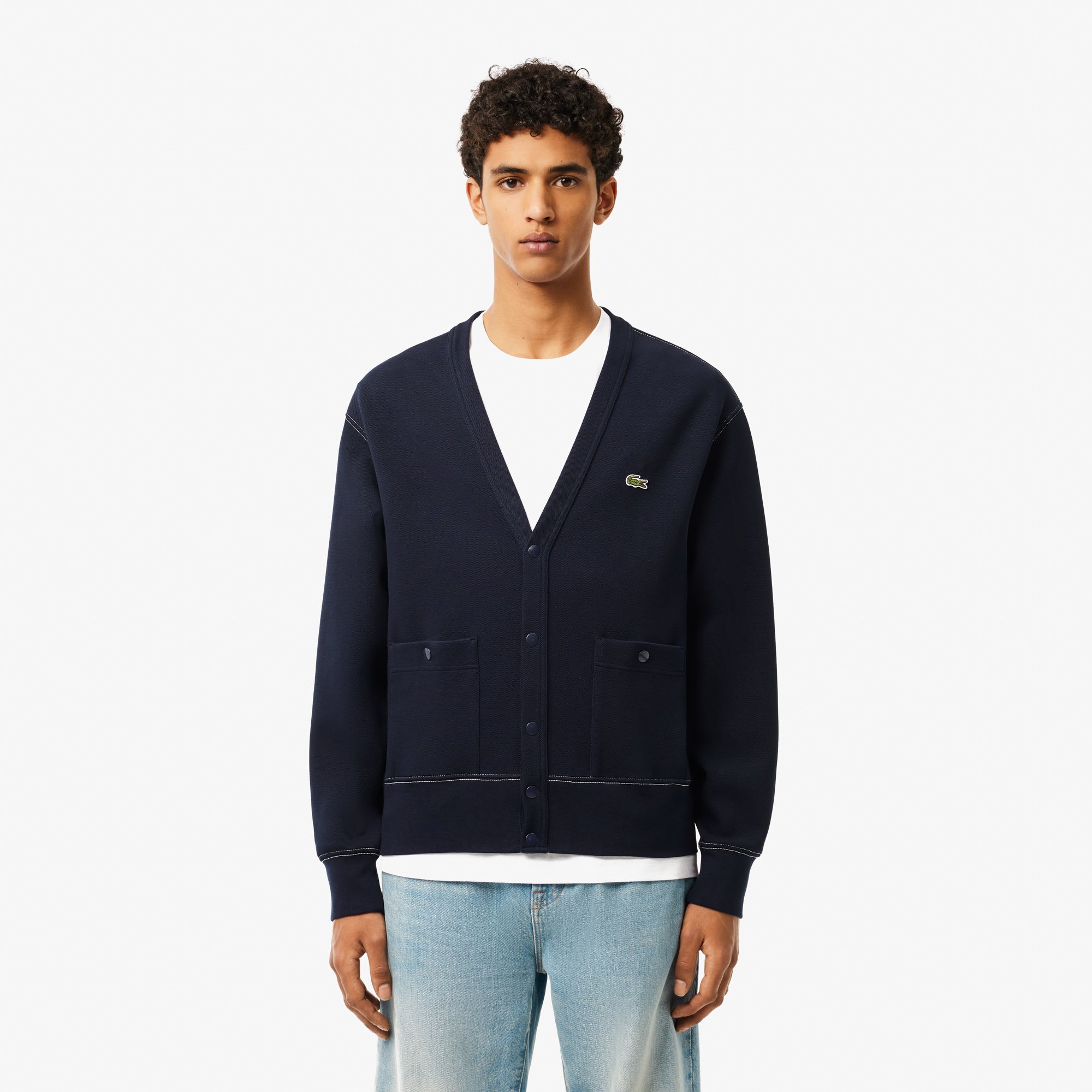 Áo Nỉ Lacoste Nam Piqué Dáng Rộng Topstitch