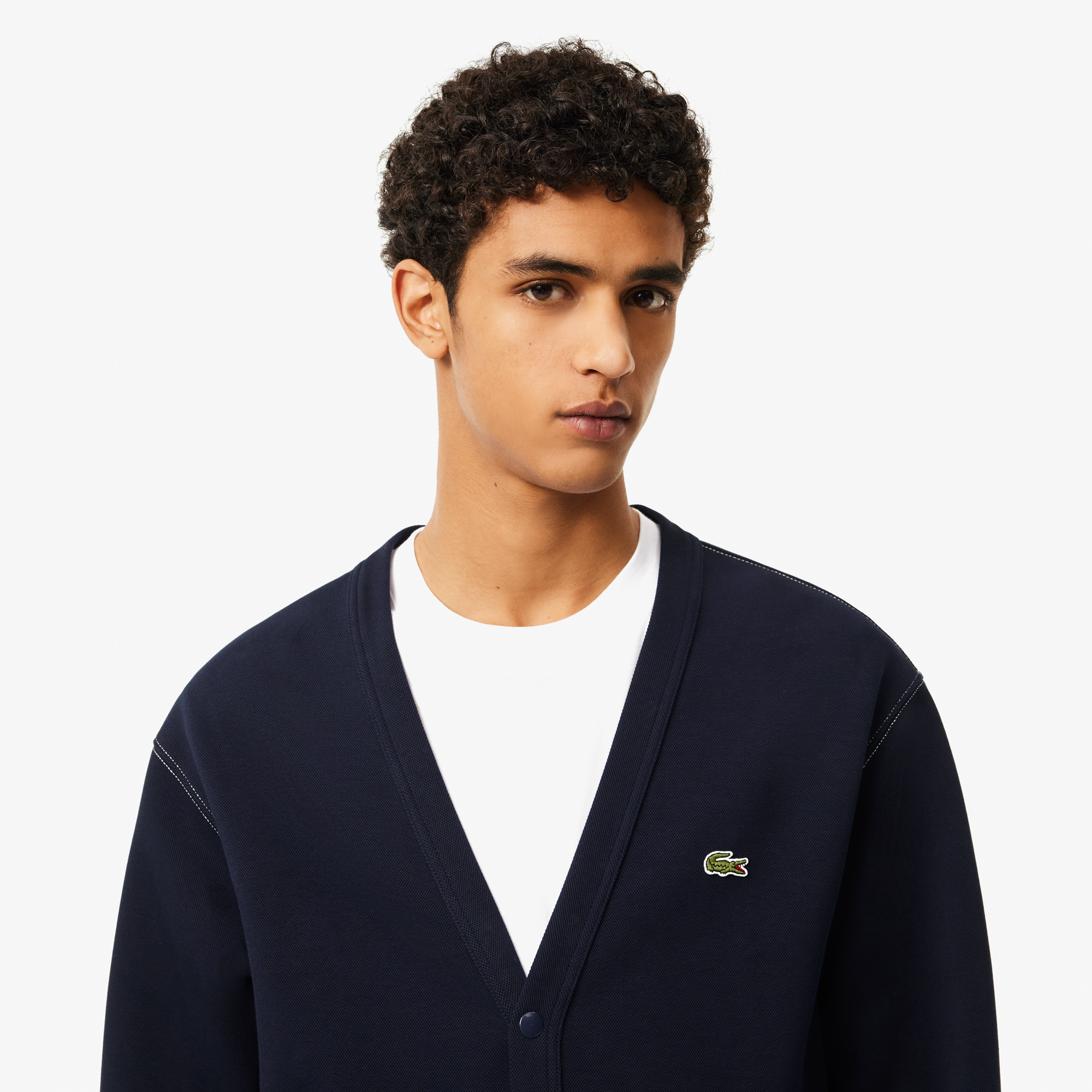 Áo Nỉ Lacoste Nam Piqué Dáng Rộng Topstitch