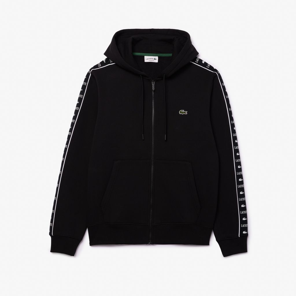 Áo Nỉ Lacoste Name Có Khóa Kéo Sọc Logo