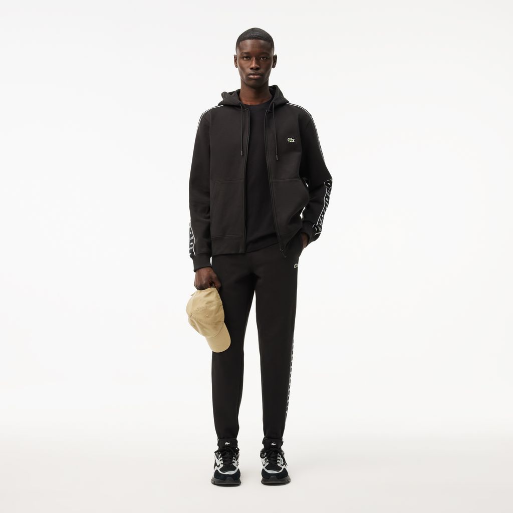 Áo Nỉ Lacoste Name Có Khóa Kéo Sọc Logo