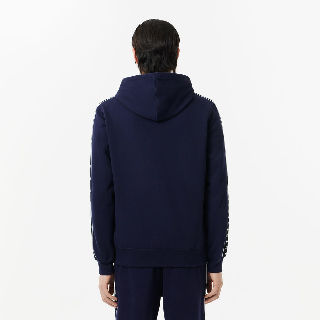 Áo Nỉ Lacoste Name Có Khóa Kéo Sọc Logo