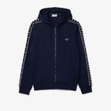 Áo Nỉ Lacoste Name Có Khóa Kéo Sọc Logo