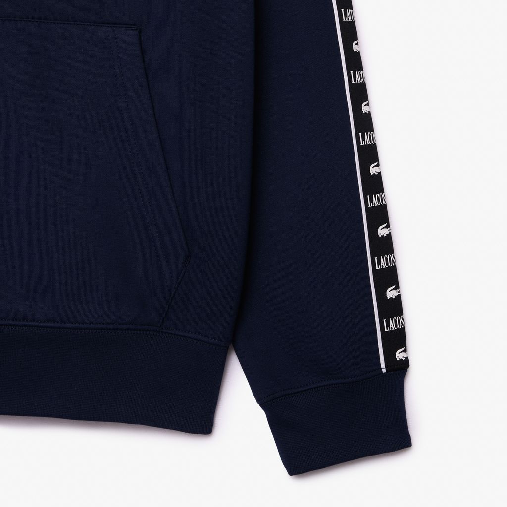 Áo Nỉ Lacoste Name Có Khóa Kéo Sọc Logo