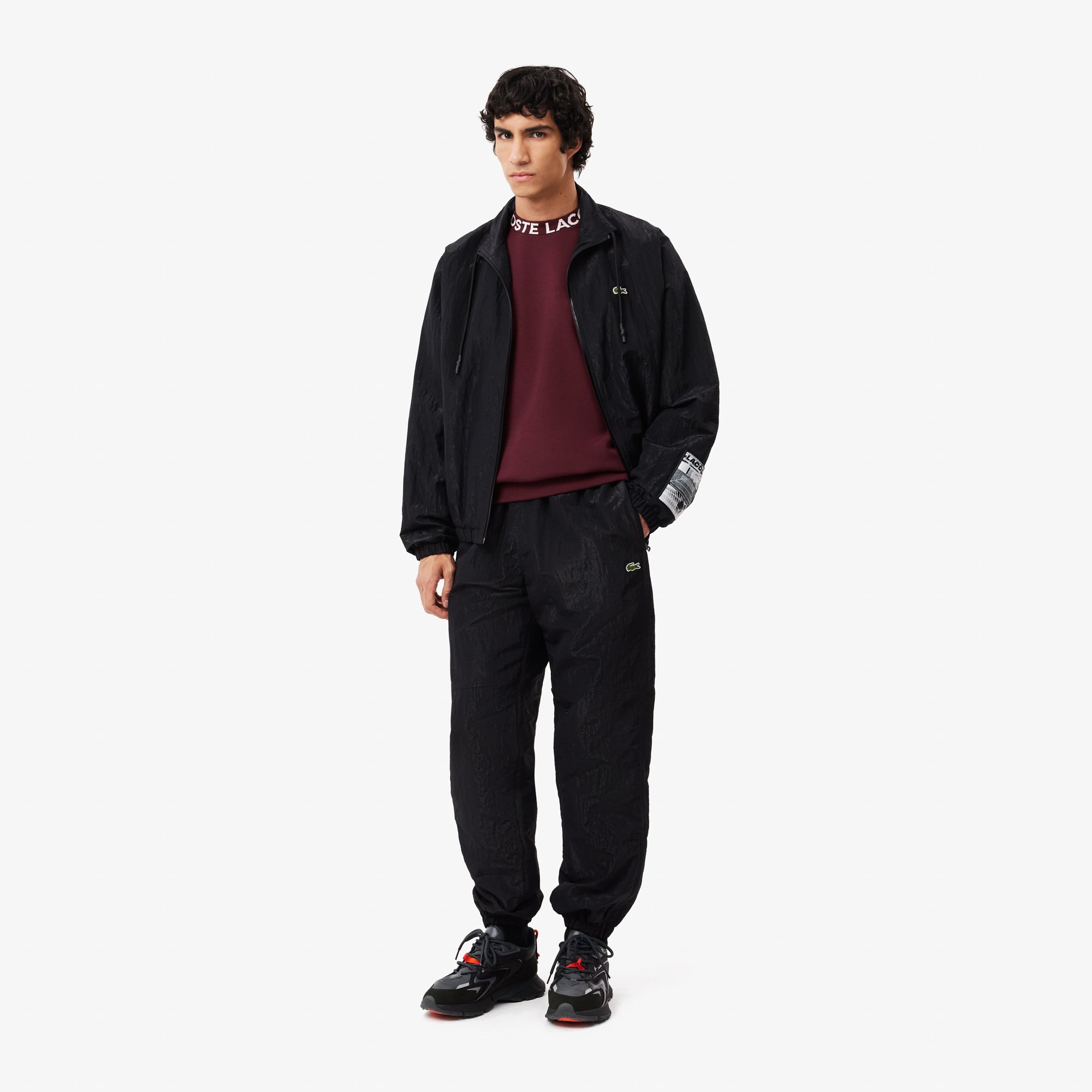 Áo Nỉ Lacoste Nam Cổ Tròn Họa Tiết Jacquard