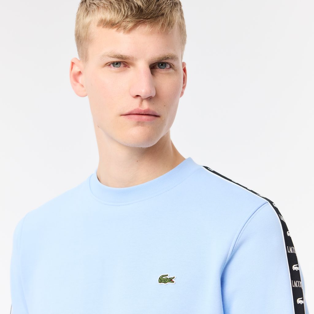 Áo Nỉ Lacoste Nam Jogger Sọc Cổ Tròn Có Logo