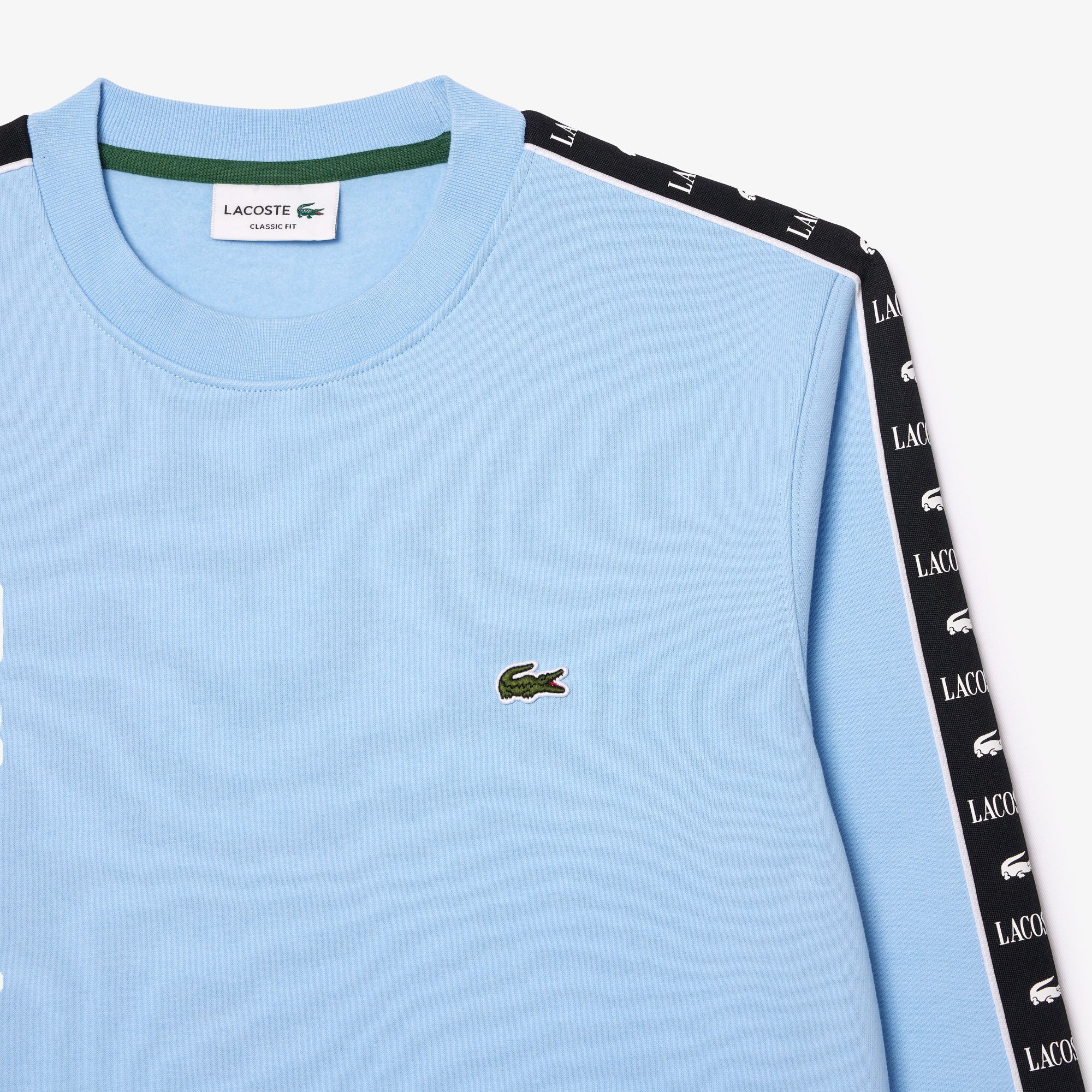 Áo Nỉ Lacoste Nam Jogger Sọc Cổ Tròn Có Logo