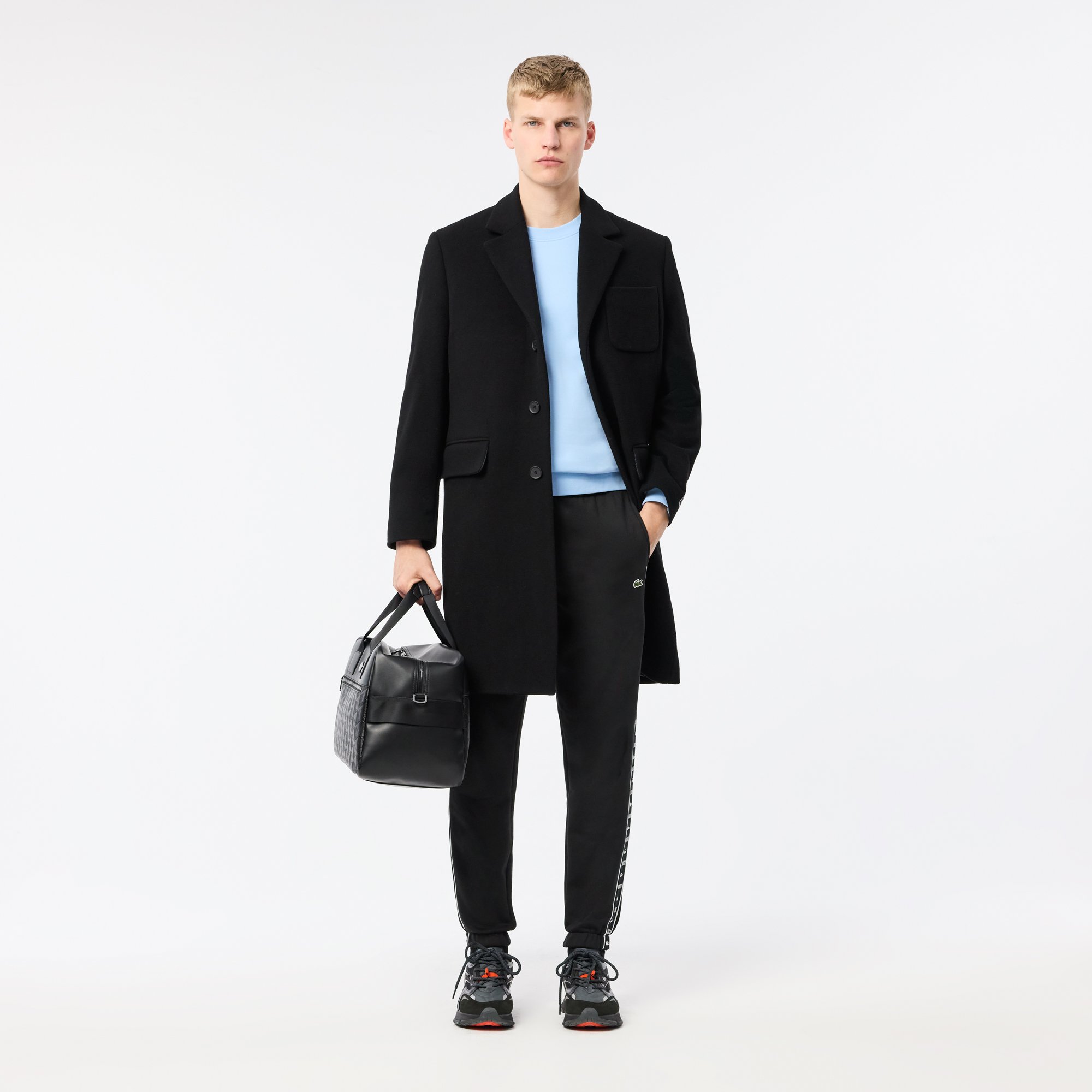 Áo Nỉ Lacoste Nam Jogger Sọc Cổ Tròn Có Logo