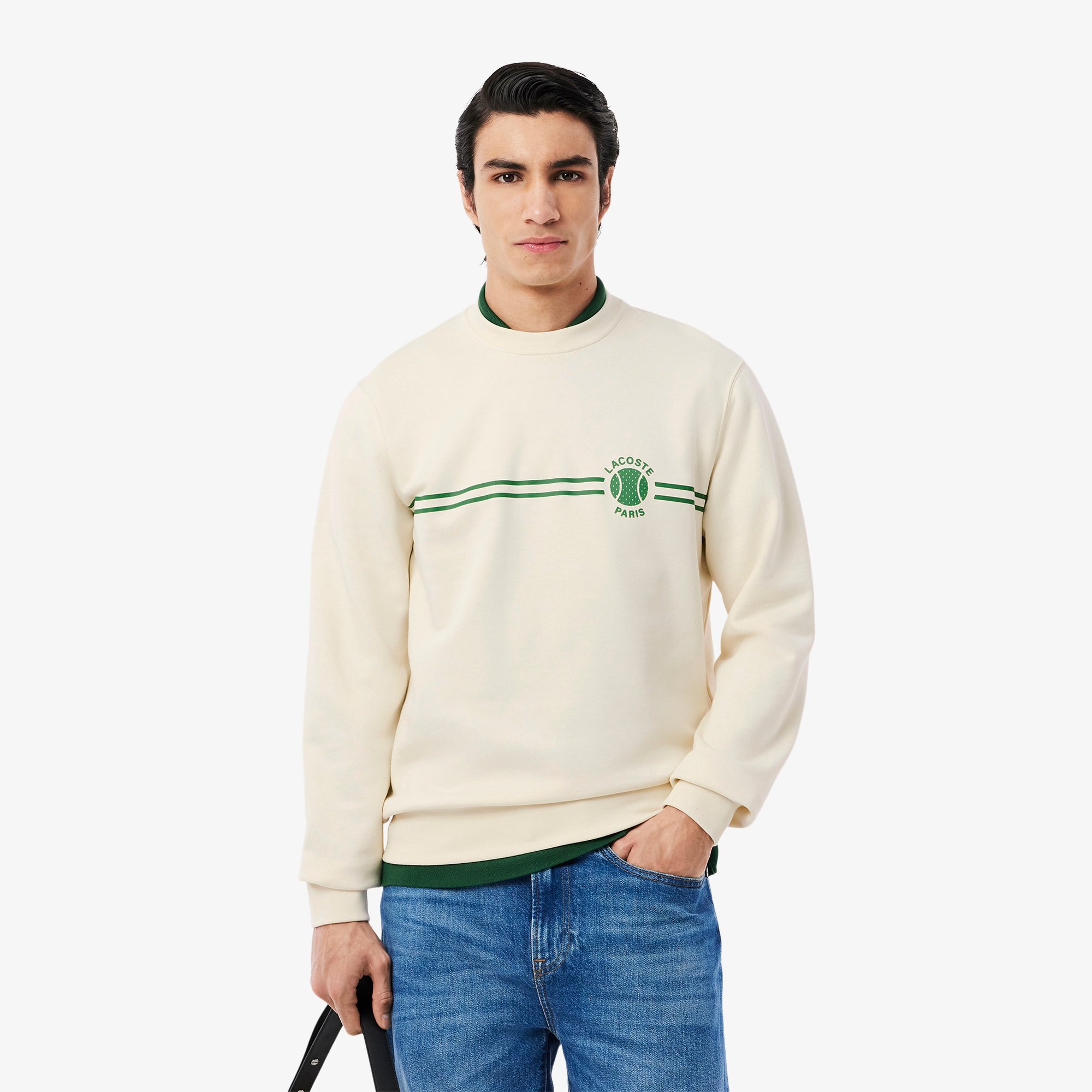 Áo Nỉ Tennis Lacoste Nam In Họa Tiết