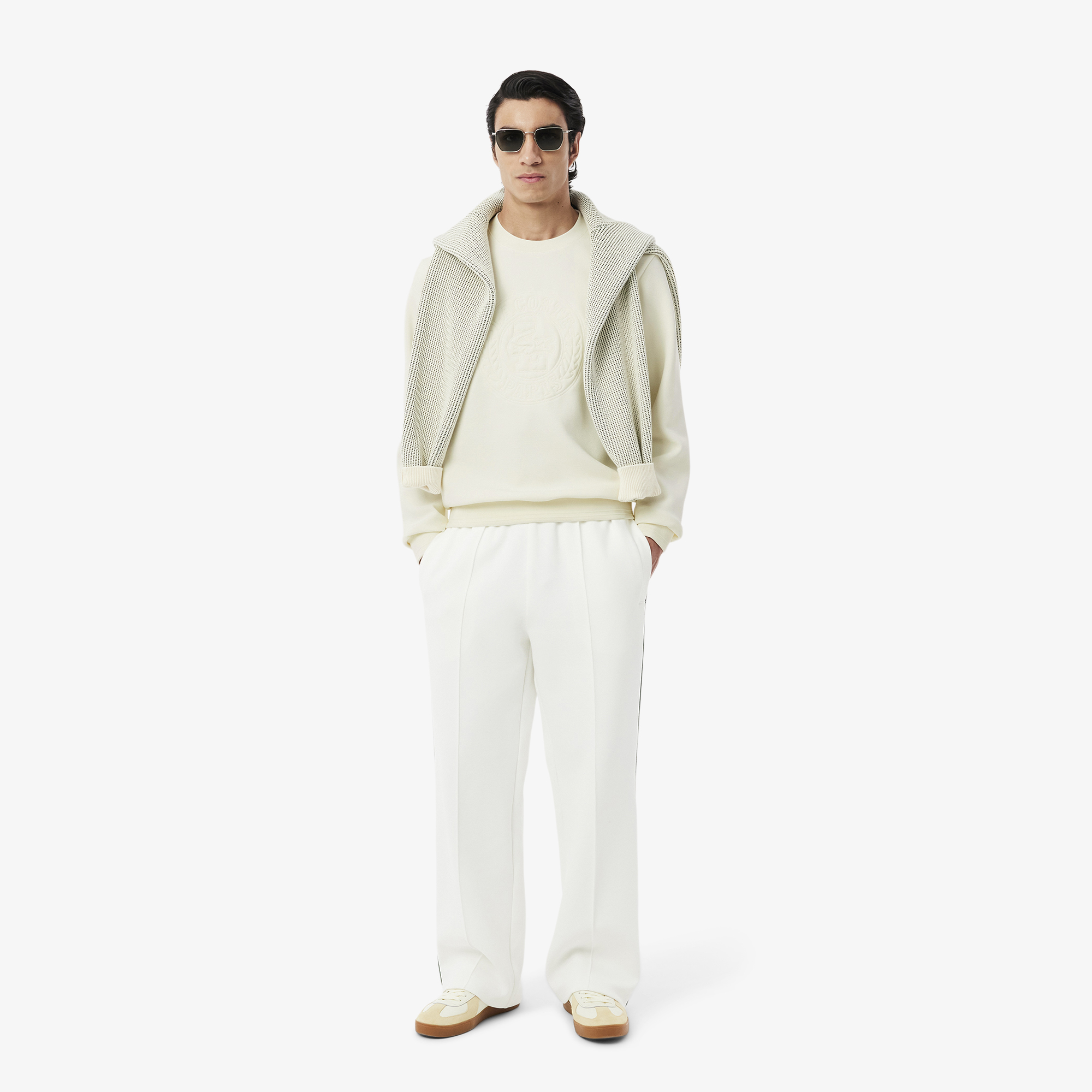 Áo Nỉ Lacoste Nam Chất Liệu Piqué Logo Dập Nổi