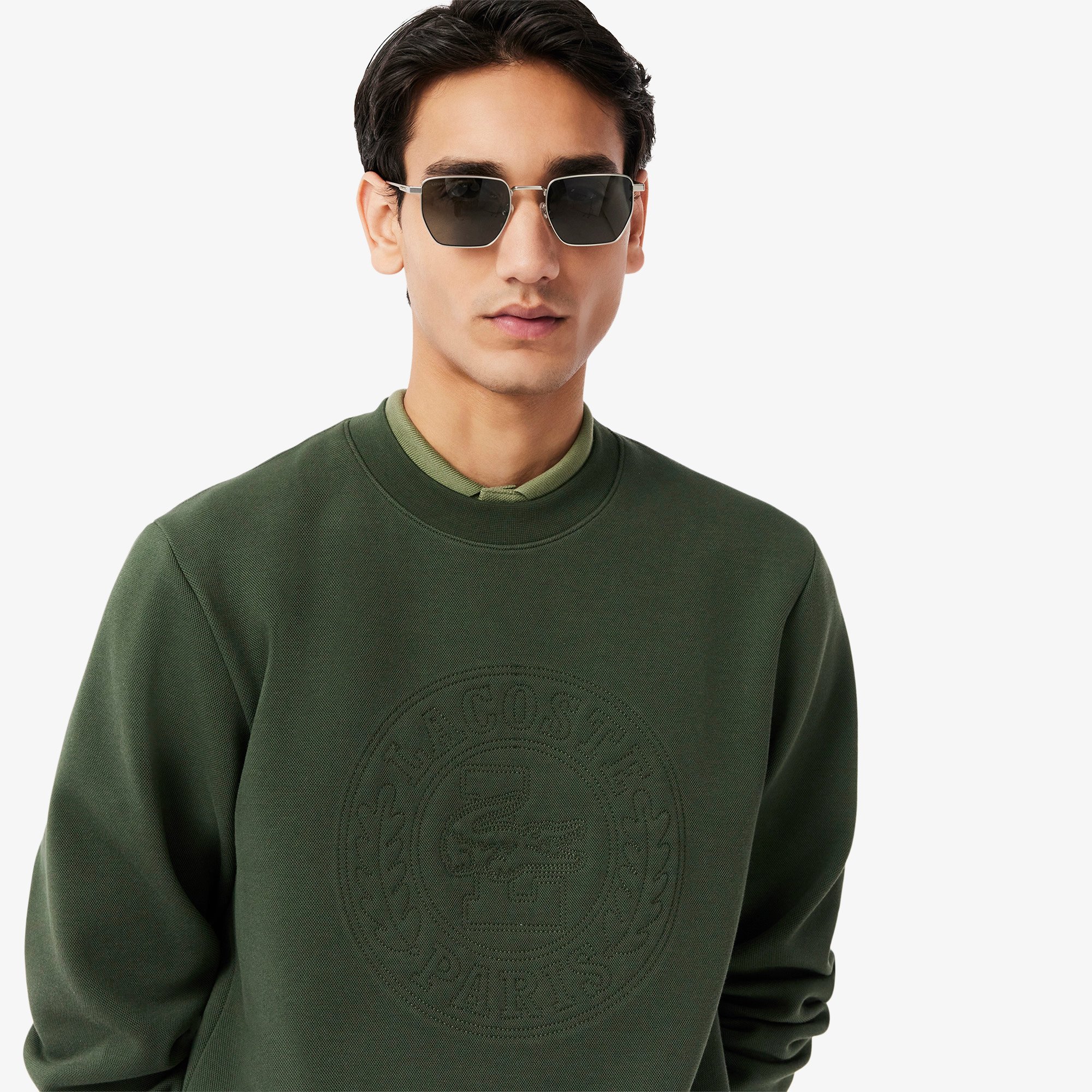 Áo Nỉ Lacoste Nam Chất Liệu Piqué Logo Dập Nổi