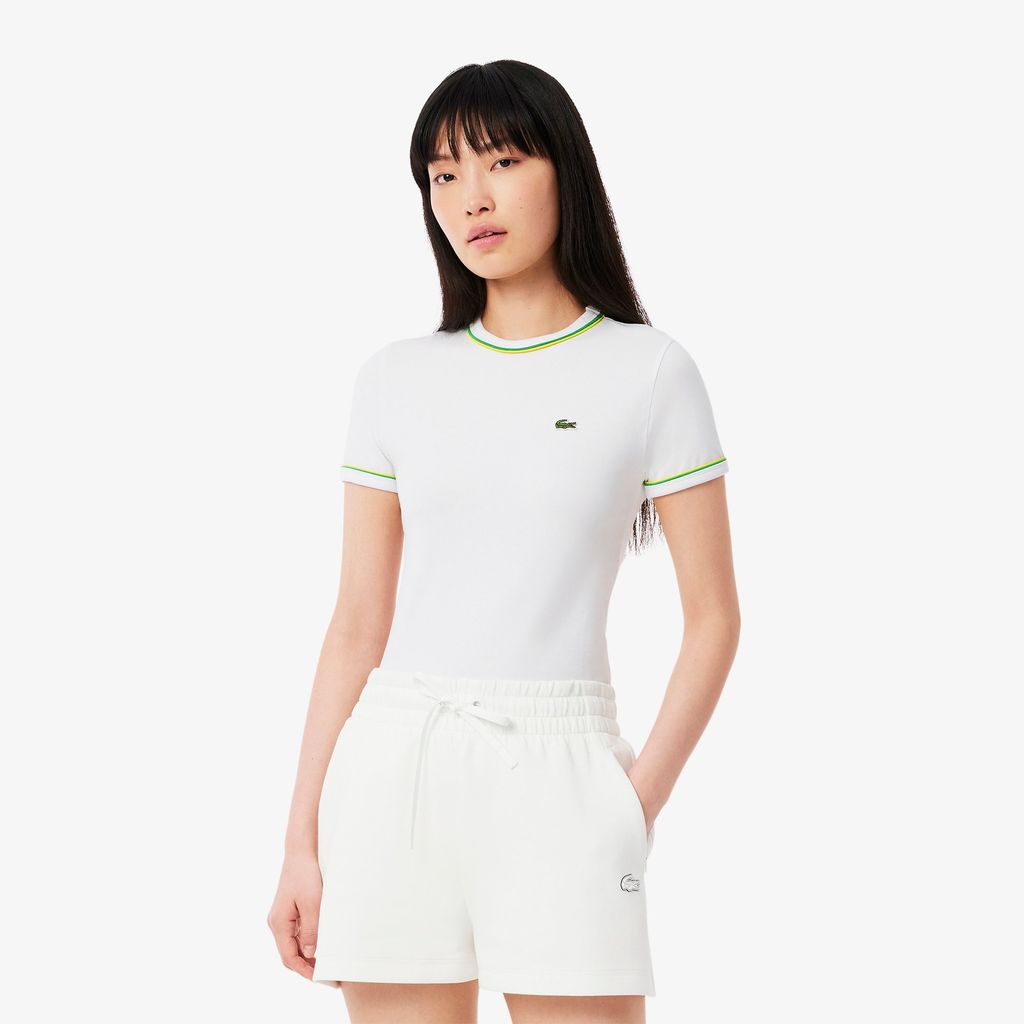 Áo Thun Lacoste Nữ Chất Liệu Jersey Họa Tiết Phối Màu Nổi Bật