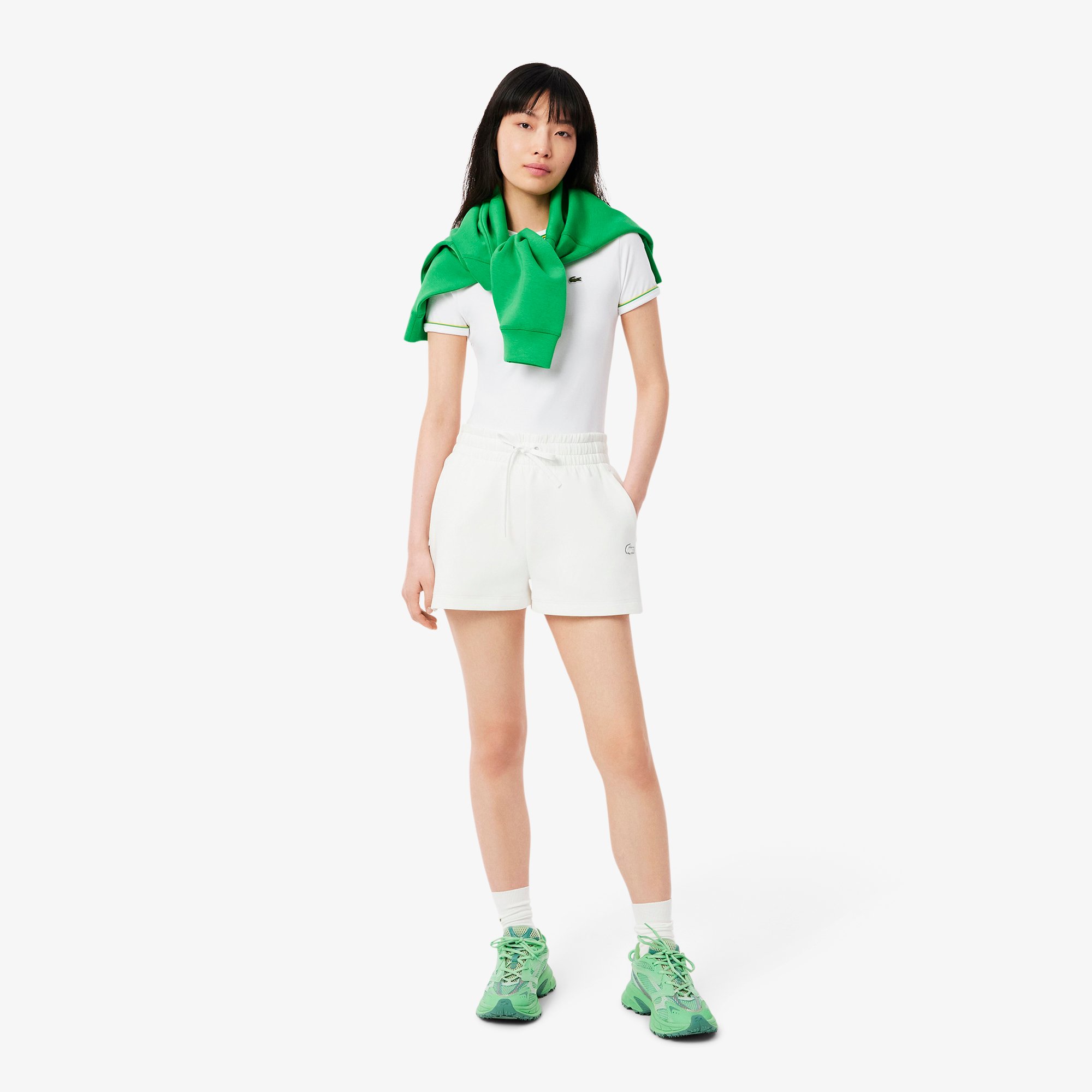 Áo Thun Lacoste Nữ Chất Liệu Jersey Họa Tiết Phối Màu Nổi Bật