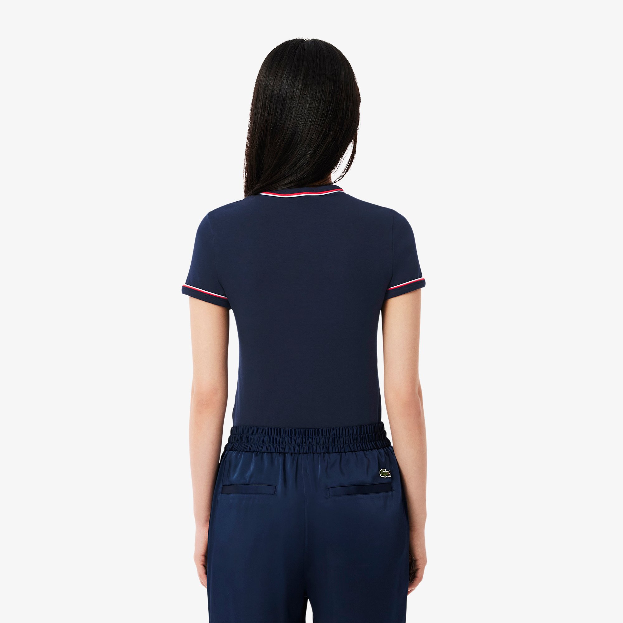 Áo Thun Lacoste Nữ Chất Liệu Jersey Họa Tiết Phối Màu Nổi Bật
