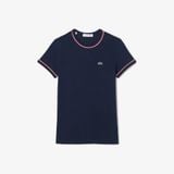 Áo Thun Lacoste Nữ Chất Liệu Jersey Họa Tiết Phối Màu Nổi Bật