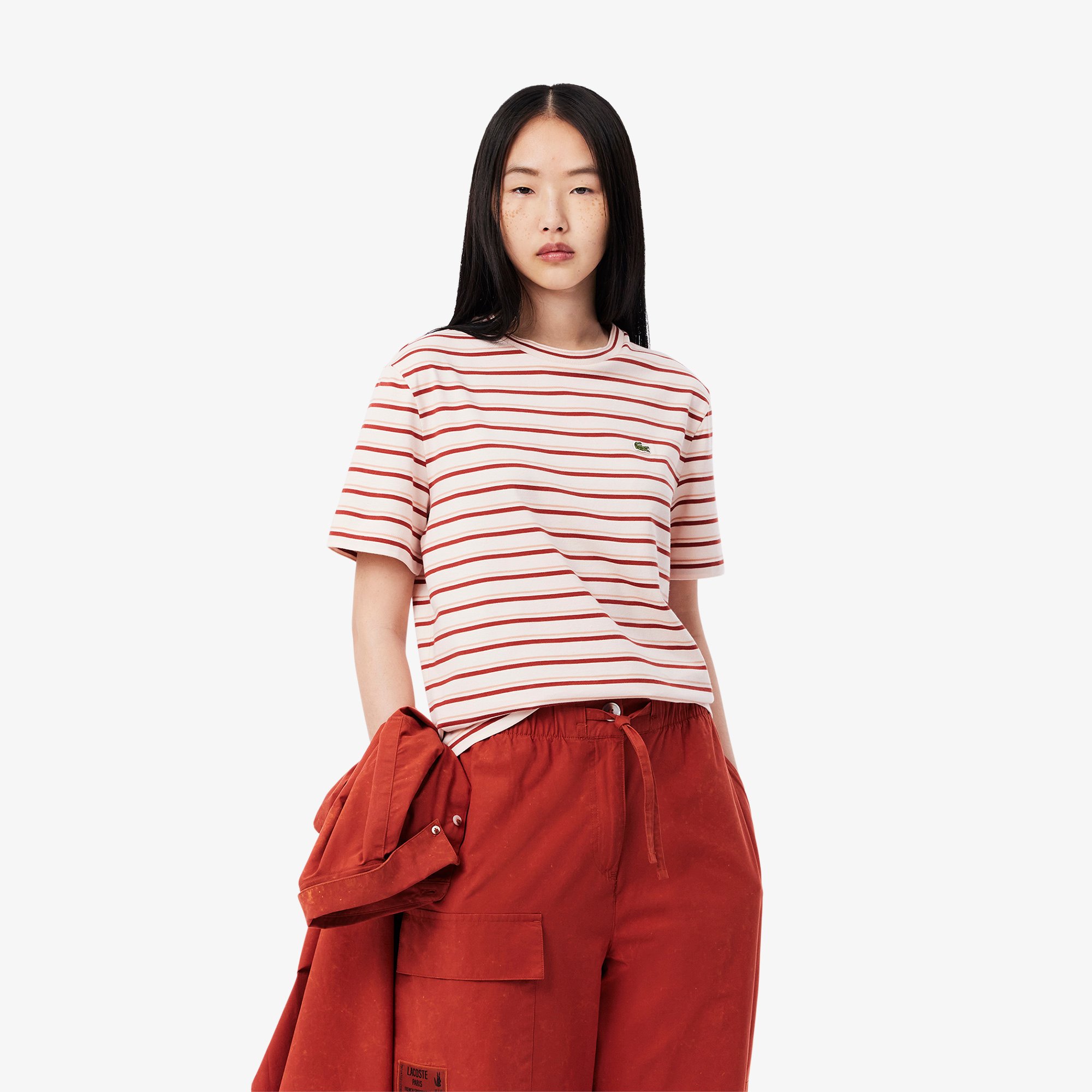 Áo Thun Lacoste Nữ Chất Liệu Cotton Họa Tiết Sọc