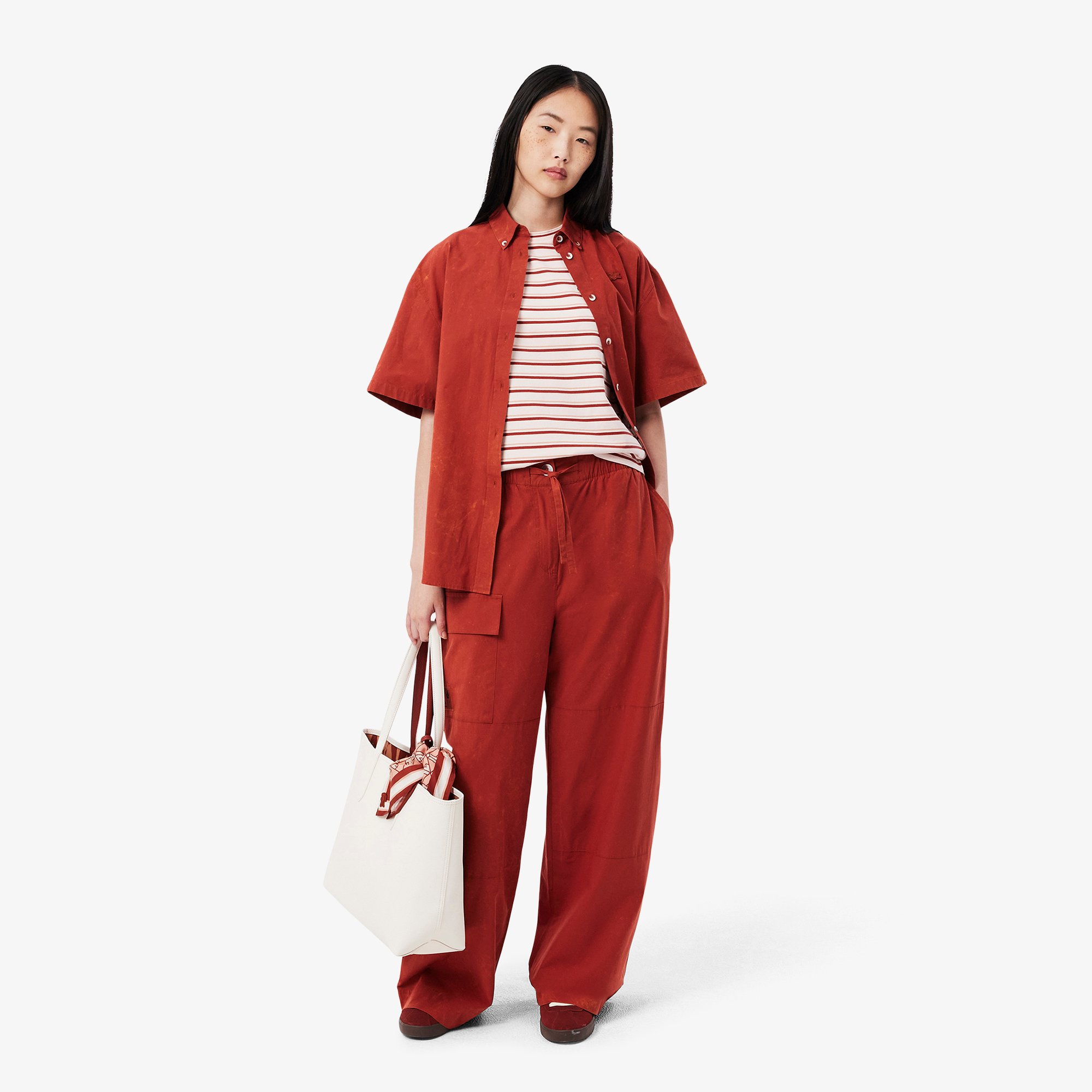 Áo Thun Lacoste Nữ Chất Liệu Cotton Họa Tiết Sọc