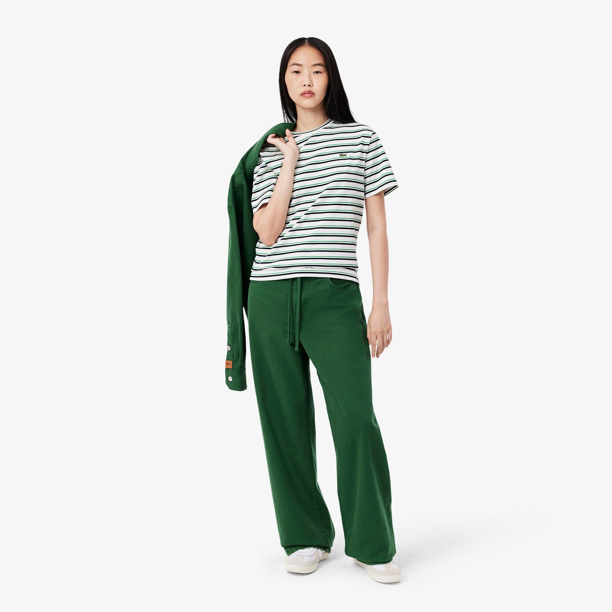 Áo Thun Lacoste Nữ Chất Liệu Cotton Họa Tiết Sọc