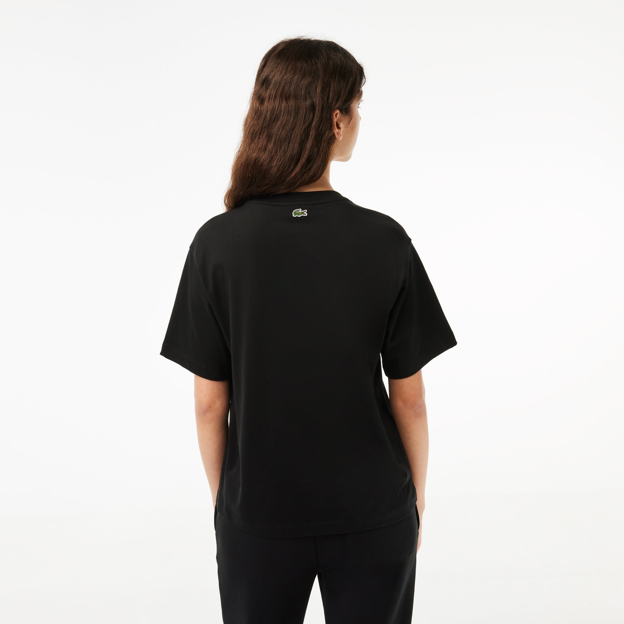 Áo Thun Lacoste Nữ Dáng Rộng Chất Liệu Cotton Họa Tiết In