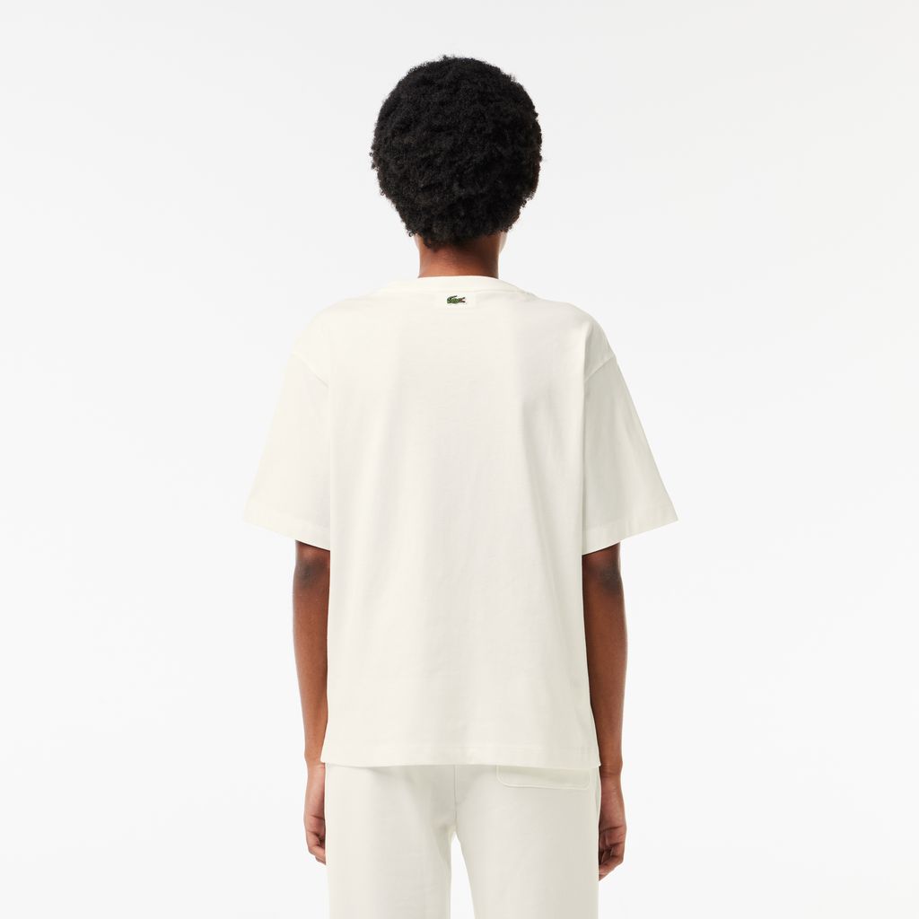 Áo Thun Lacoste Nữ Dáng Rộng Chất Liệu Cotton Họa Tiết In