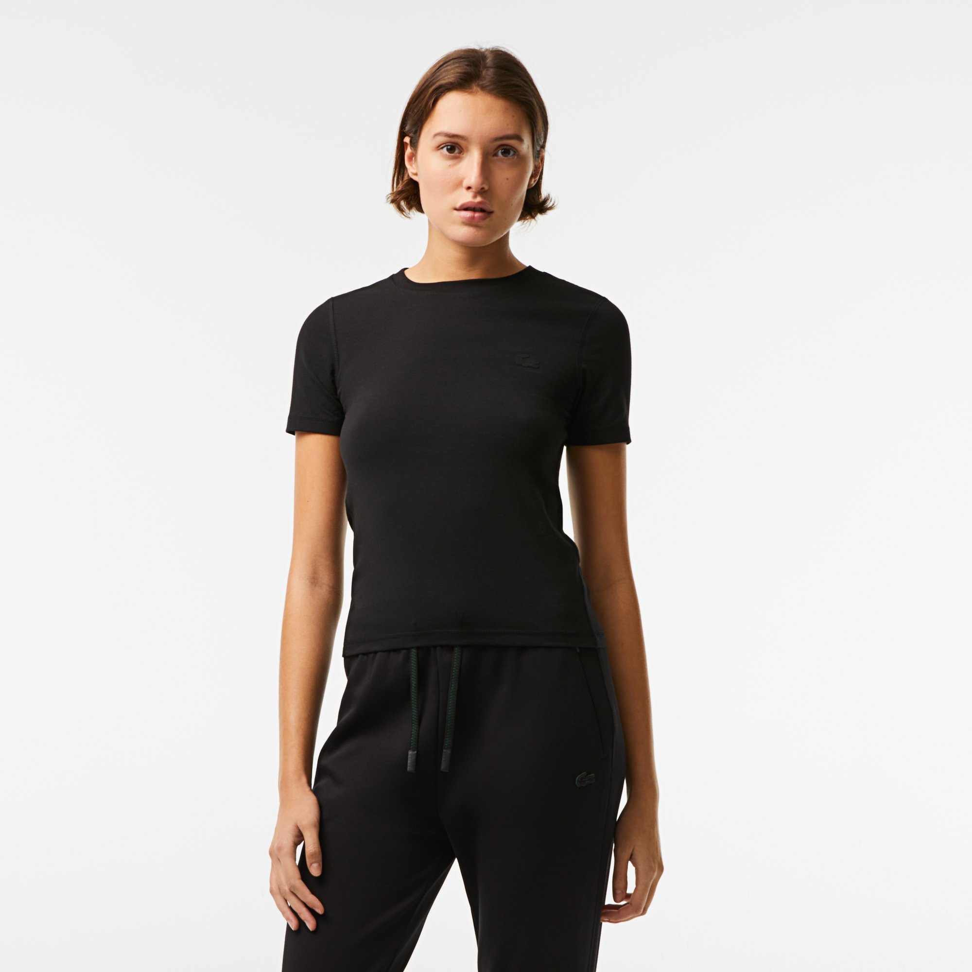 Áo Thun Lacoste Nữ Cổ Tròn Chất Liệu Cotton Blend