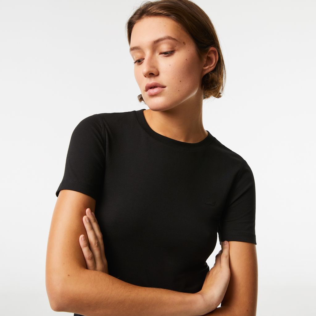 Áo Thun Lacoste Nữ Cổ Tròn Chất Liệu Cotton Blend