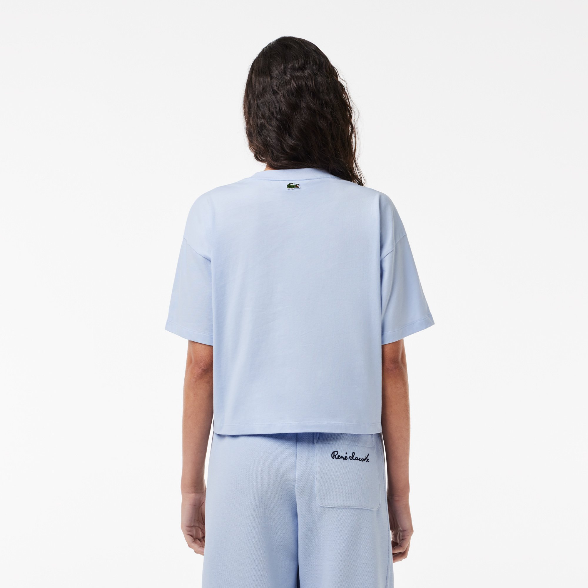 Áo Thun Lacoste Nữ Dáng Rộng Chất Liệu Cotton Có Huy Hiệu
